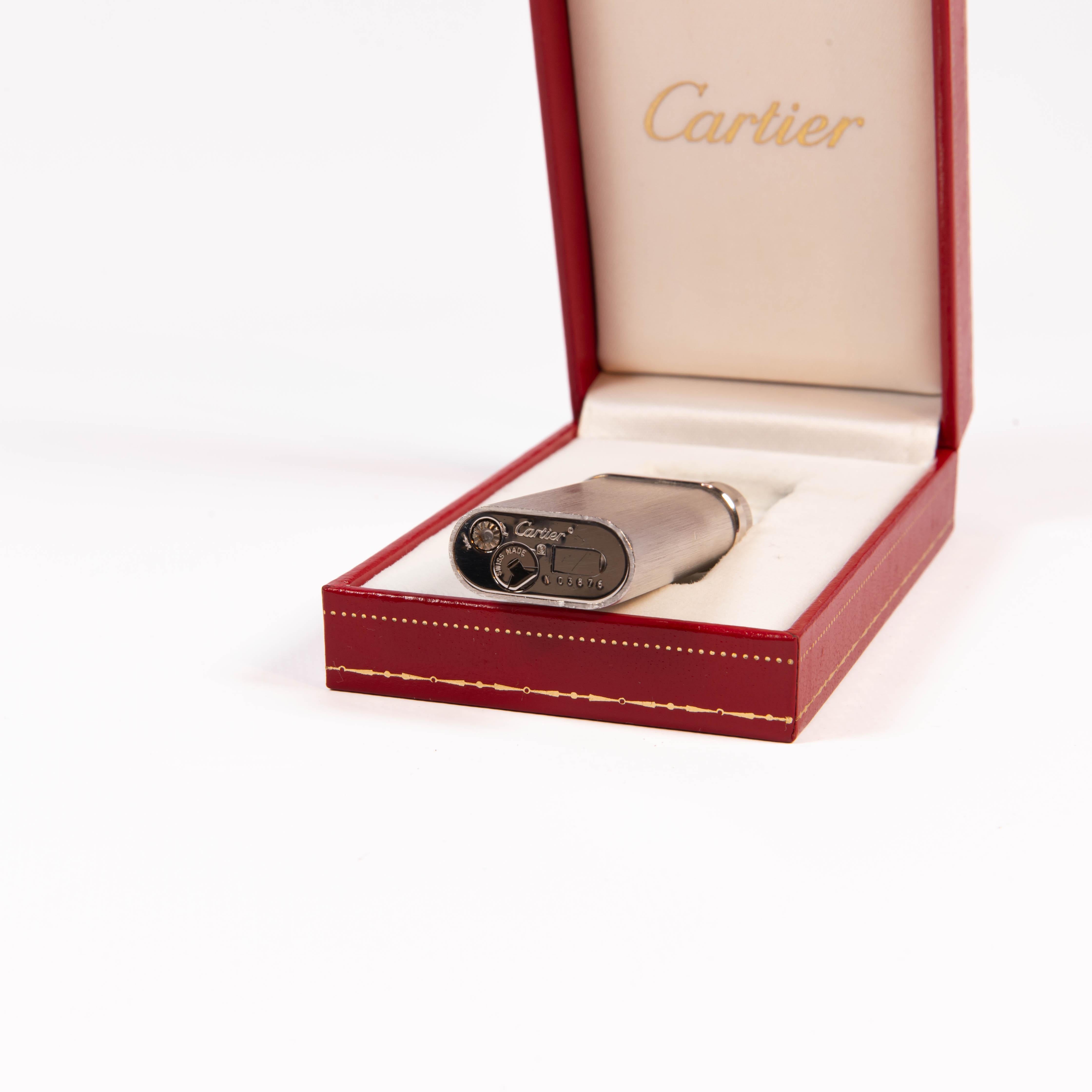 Vintage Mini Cartier Les Must lighter Silver Plated Complete In Box 2