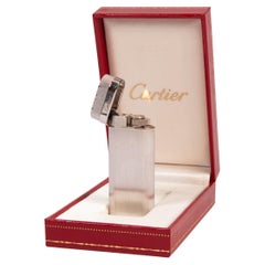 Used Mini Cartier Les Must lighter Silver Plated Complete In Box
