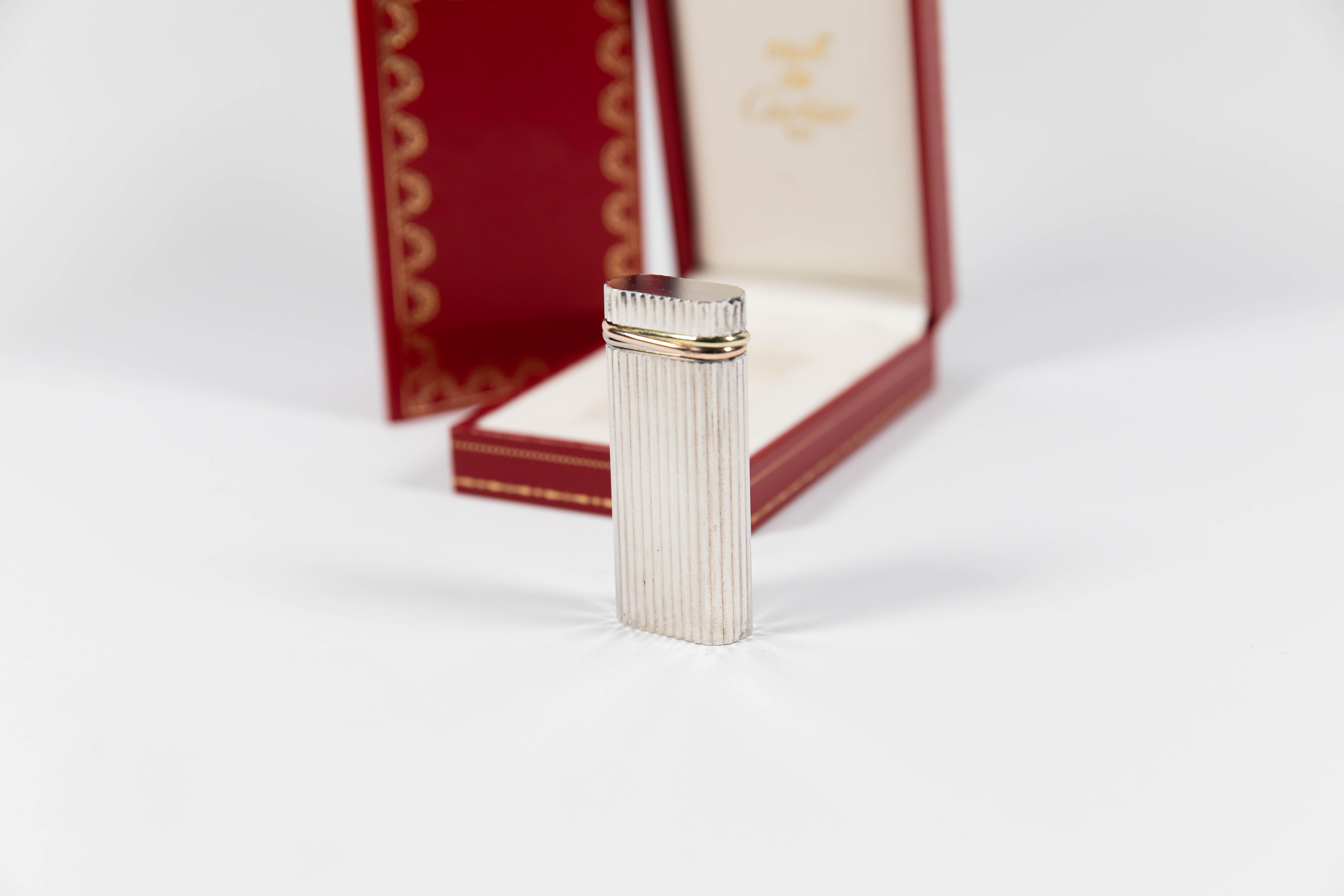 Women's or Men's Vintage Mini Cartier Les Must Trinity lighter Silver Plated Complete with Box & 