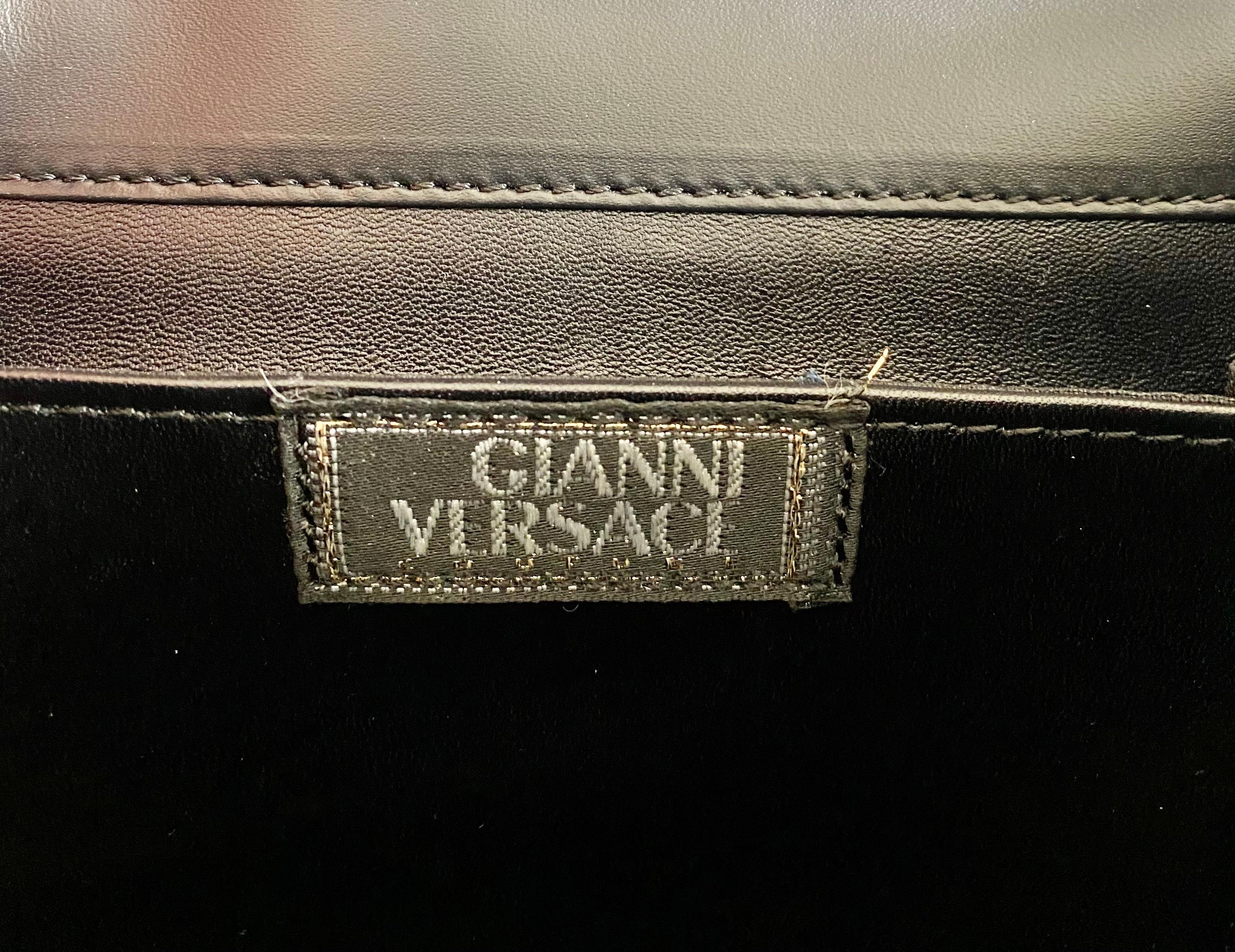 S/S 1994 Gianni Versace Vintage Mini Black Leather Safety Pin Bag For ...