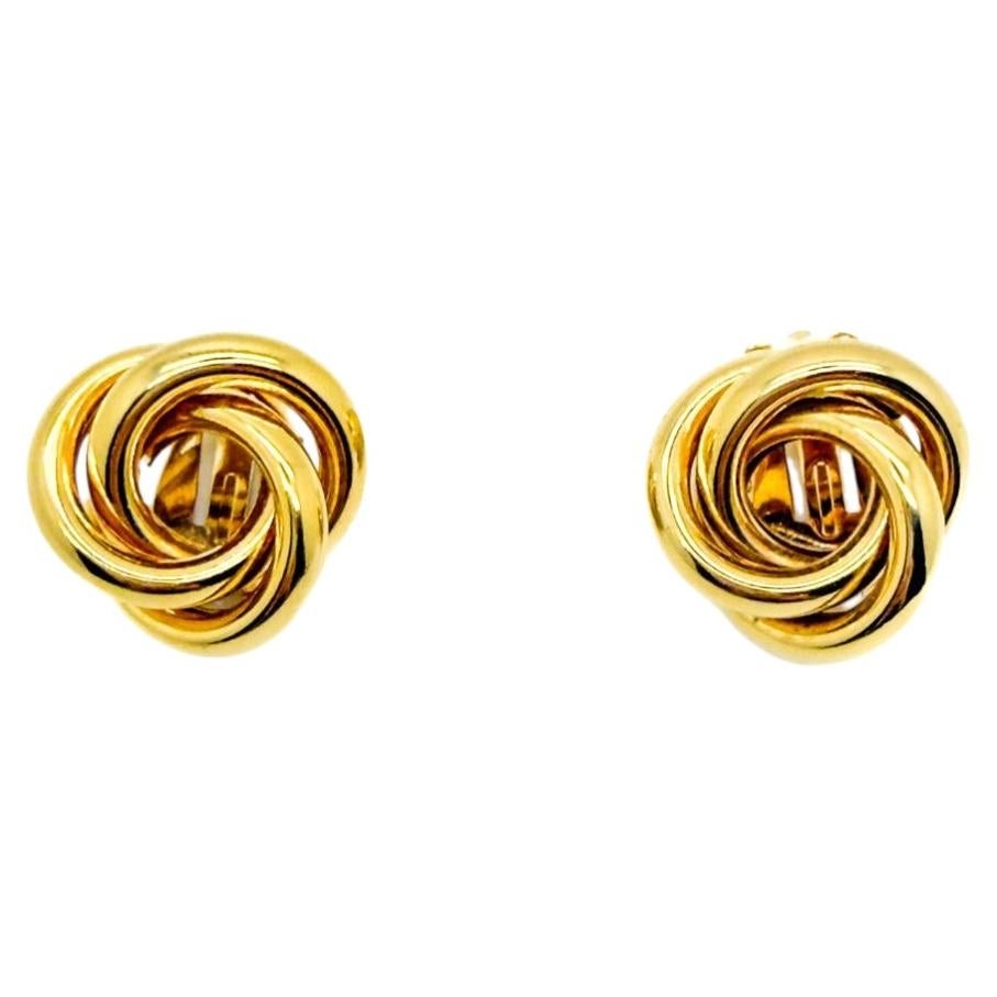 Vintage Gold Plated Mini Timeless Chunky Knot Clip On Earrings 1980s For Sale