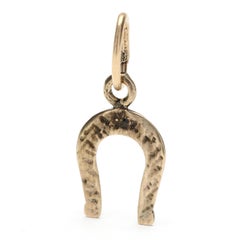 Vintage Mini Horseshoe Charm, 14K Yellow Gold, Length 3/4 Inch, Small Gold Horse