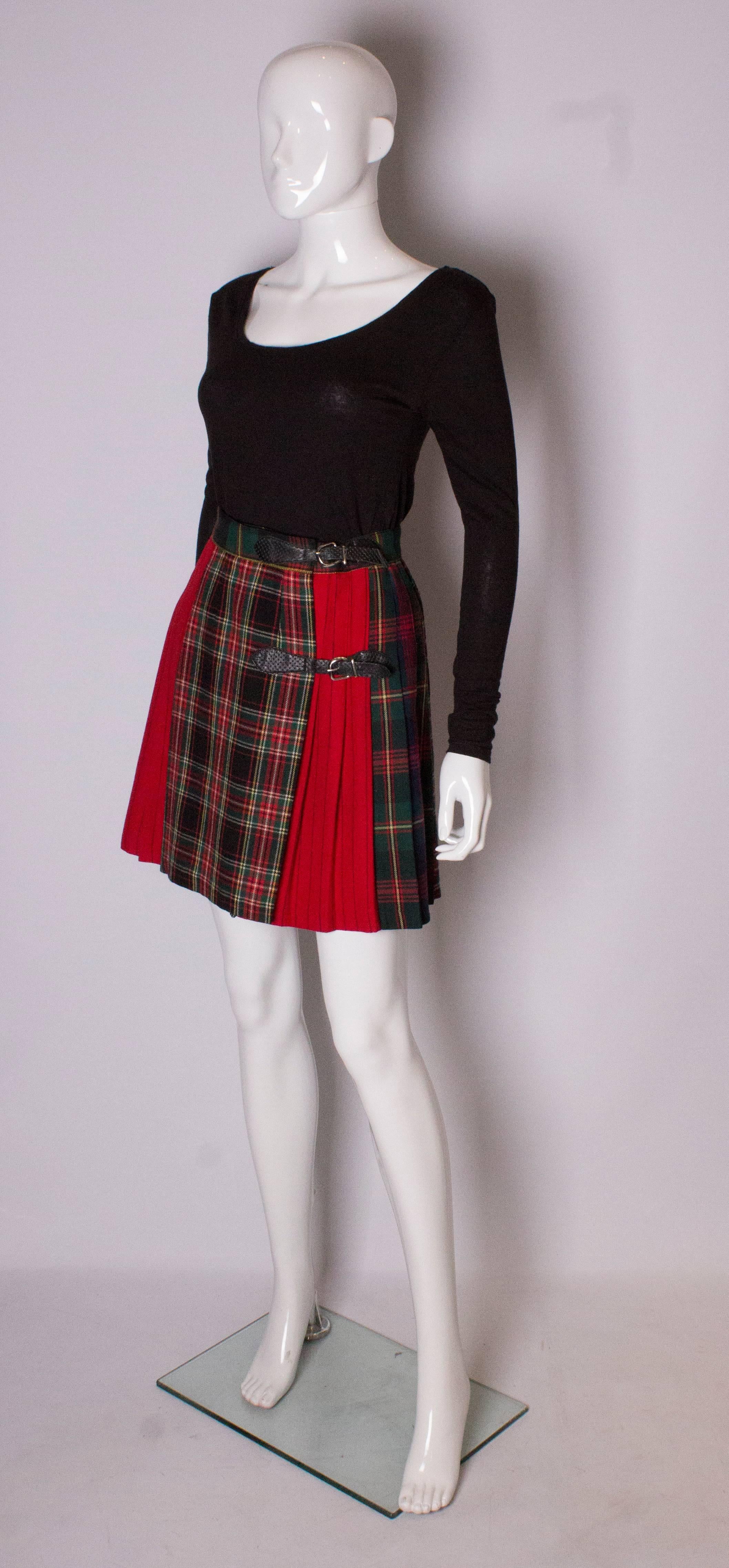 Brown Mini Kilt Vintage Skirt made for Bergdorf Goodman