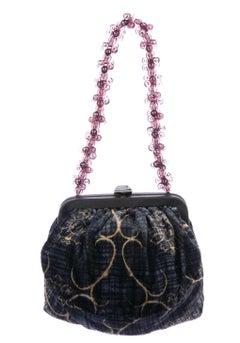 Vintage Mini velvet Bottega Veneta evening bag with beaded floral handle.