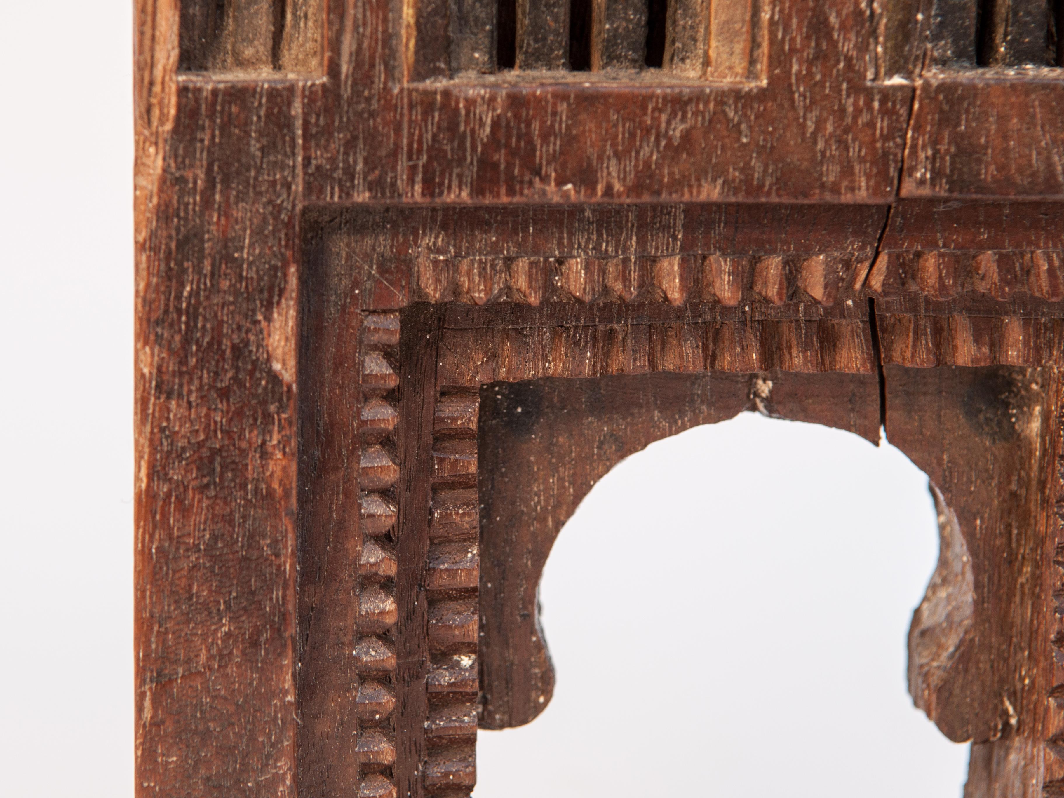 Hand-Carved Vintage Miniature Architectural Votive Frame, Mid-20th Century, India