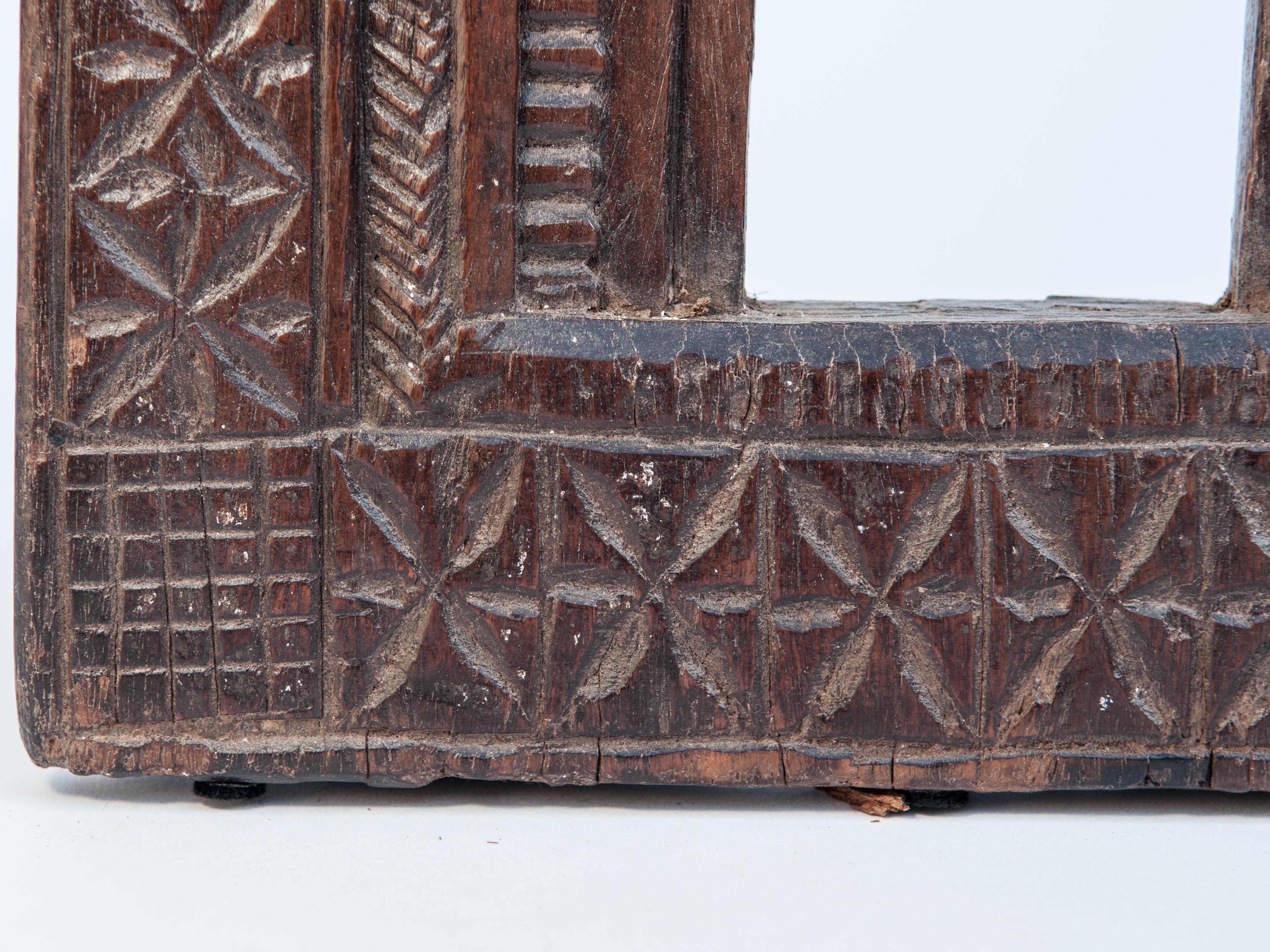 Hand-Carved Vintage Miniature Architectural Votive Frame, Mid-20th Century, India