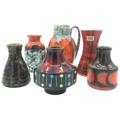 Vintage Miniature Collection of West German Pottery Vases