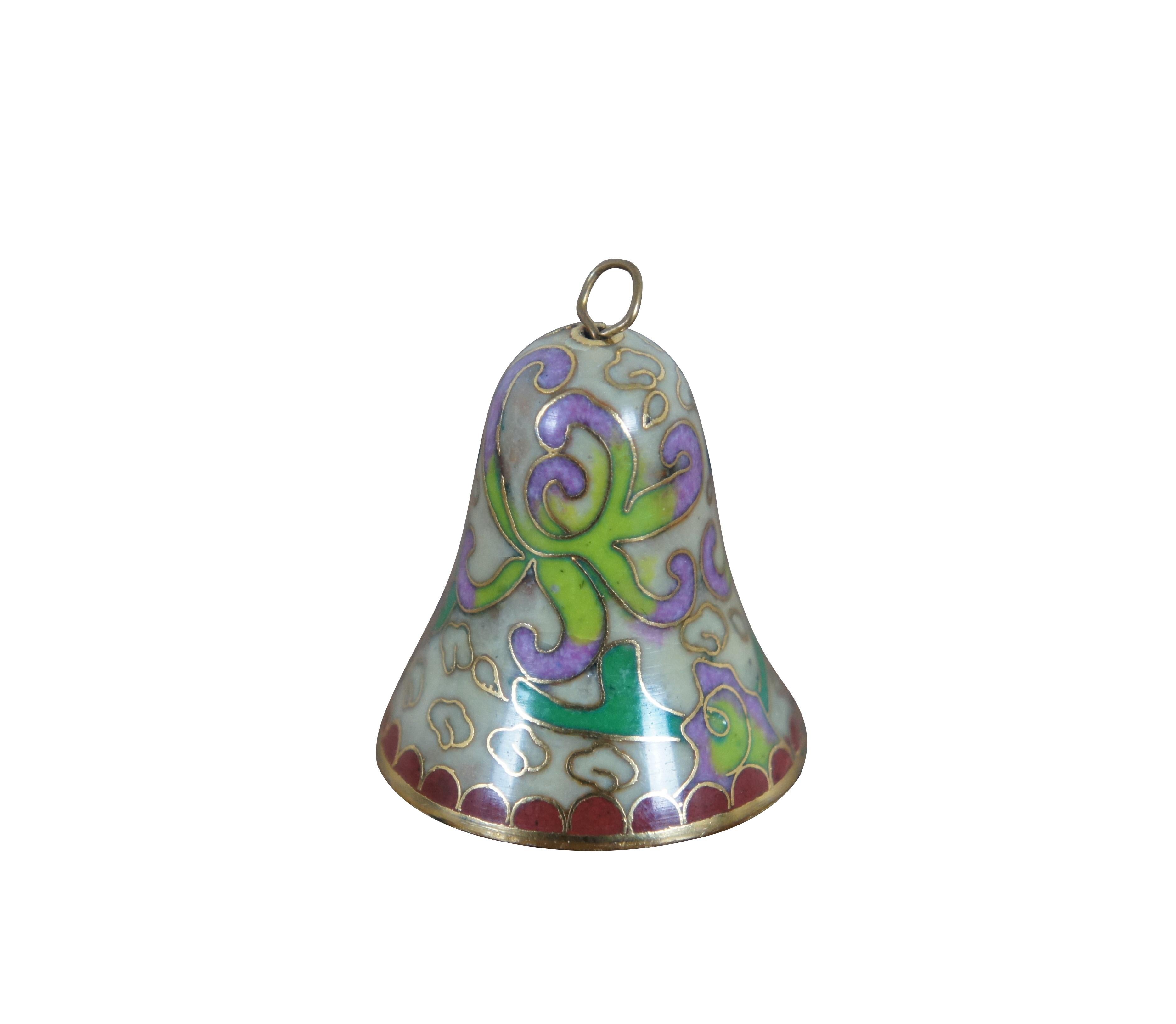 Vintage Miniature Floral Cloisonne Bell Christmas Ornament (Chinoiserie) im Angebot
