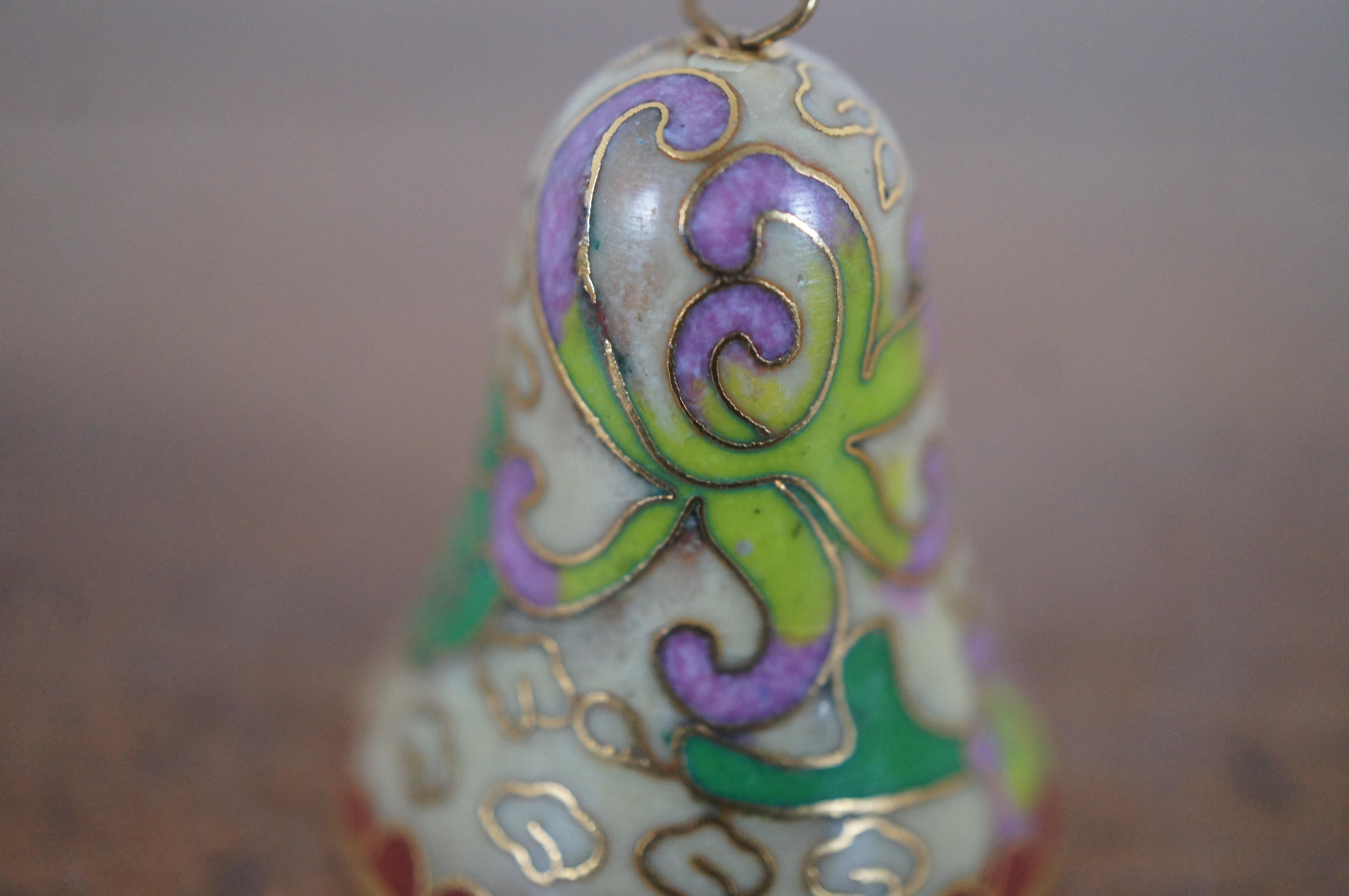 Vintage Miniature Floral Cloisonne Bell Christmas Ornament In Good Condition For Sale In Dayton, OH