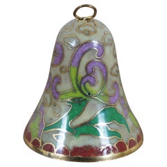 Used Miniature Floral Cloisonne Bell Christmas Ornament