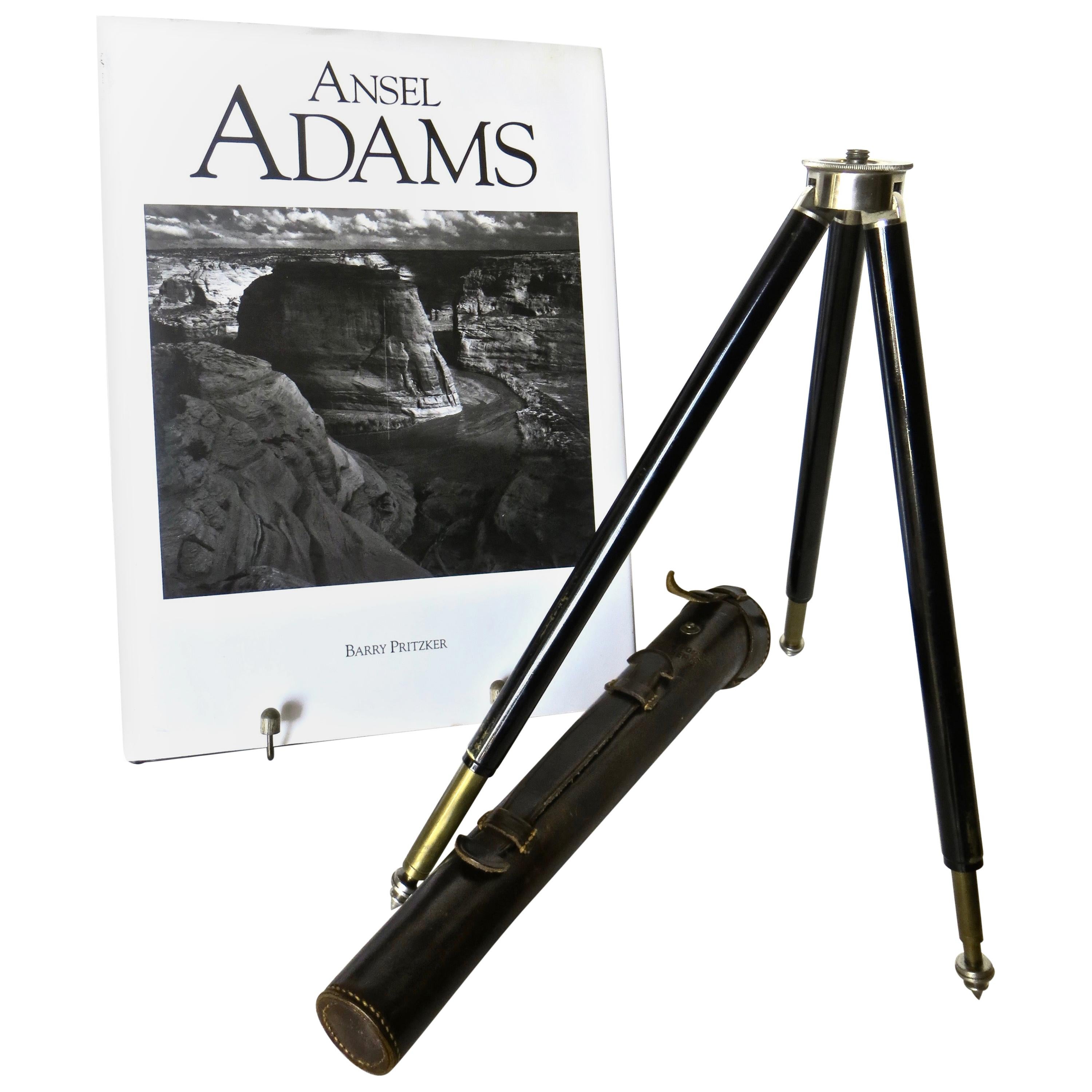Vintage Miniature German Variable Camera Tripod 1920s with Ansel Adams Book