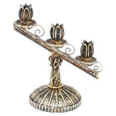 Chandelier miniature vintage en filigrane d'argent doré