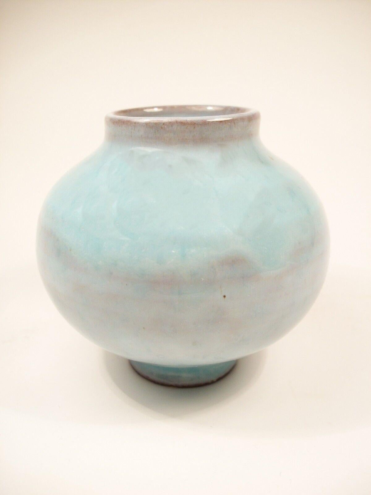 Mid-Century Modern Vintage Miniature Glazed Studio Pottery Terracotta Bud Vase - Unsigned - 20th C. For Sale