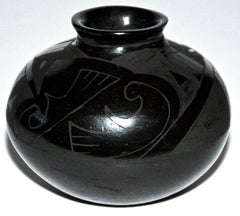 Vintage Miniature Mata Ortiz Pottery Bowl by Cesar Dominguez, 1989