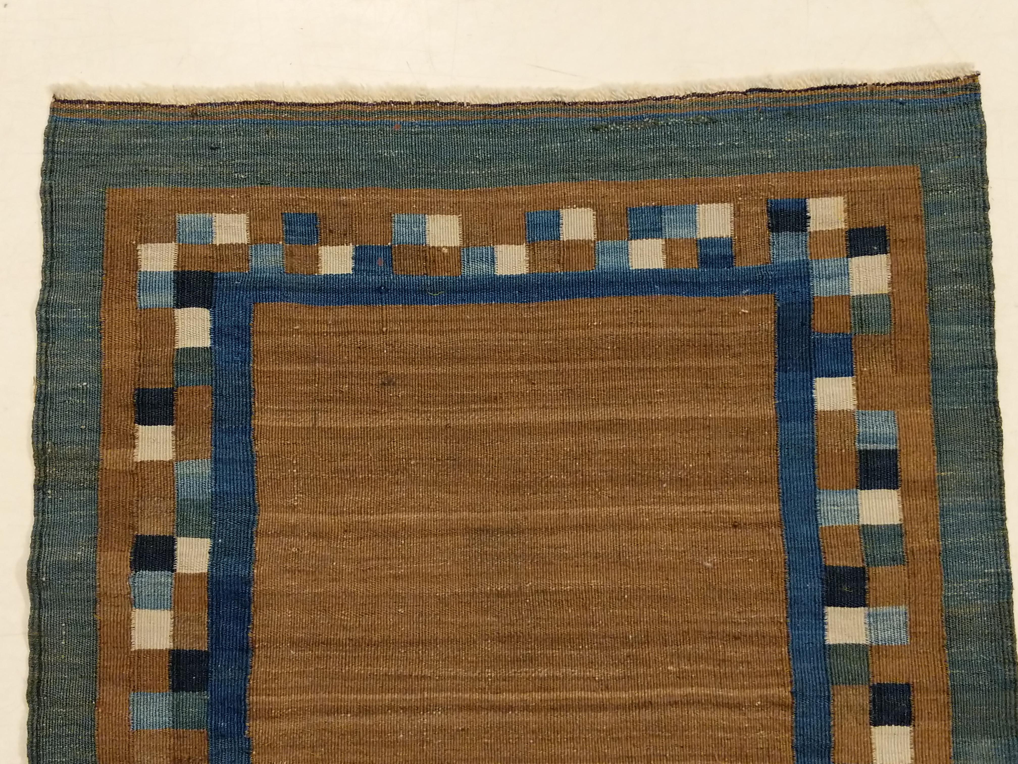 Mid-20th Century Antique Miniature Modernist Tribal Camel Wool Sofreh Rug