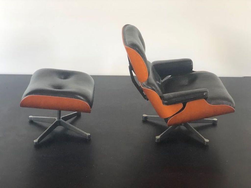 Mid-Century Modern Vintage Miniature of Charles Eames Vitra Design Museum Lounge Chair and Ottoman