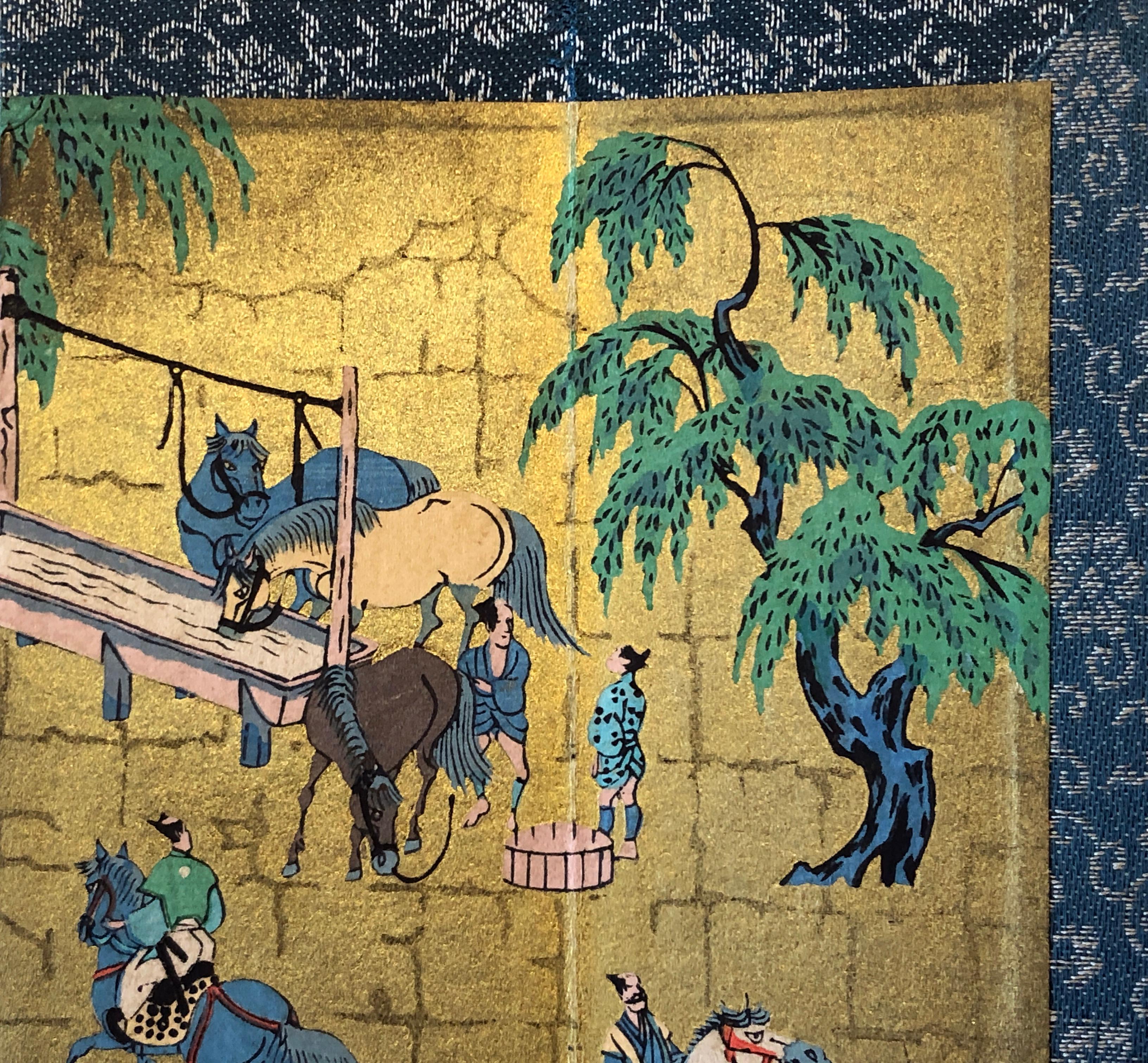 Vintage Miniature Oriental Folding Screen Asian Artwork  In Good Condition In EINDHOVEN, NL