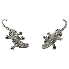 Vintage Miniature Paste Lizard Earrings 1940s