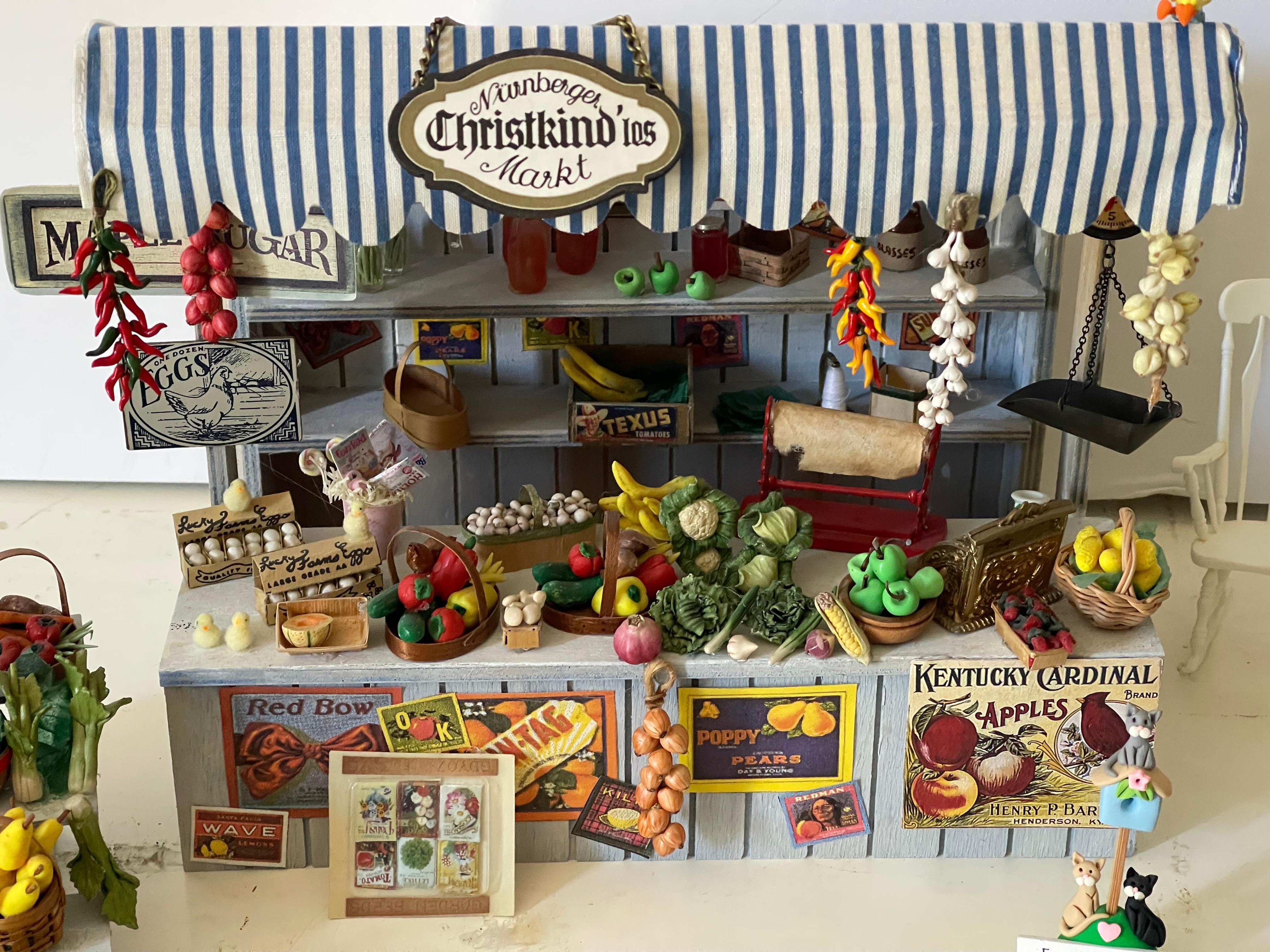Juguetes Vintage en Miniatura Puesto Mercado de Frutas  Artesano  Hecho en venta 3