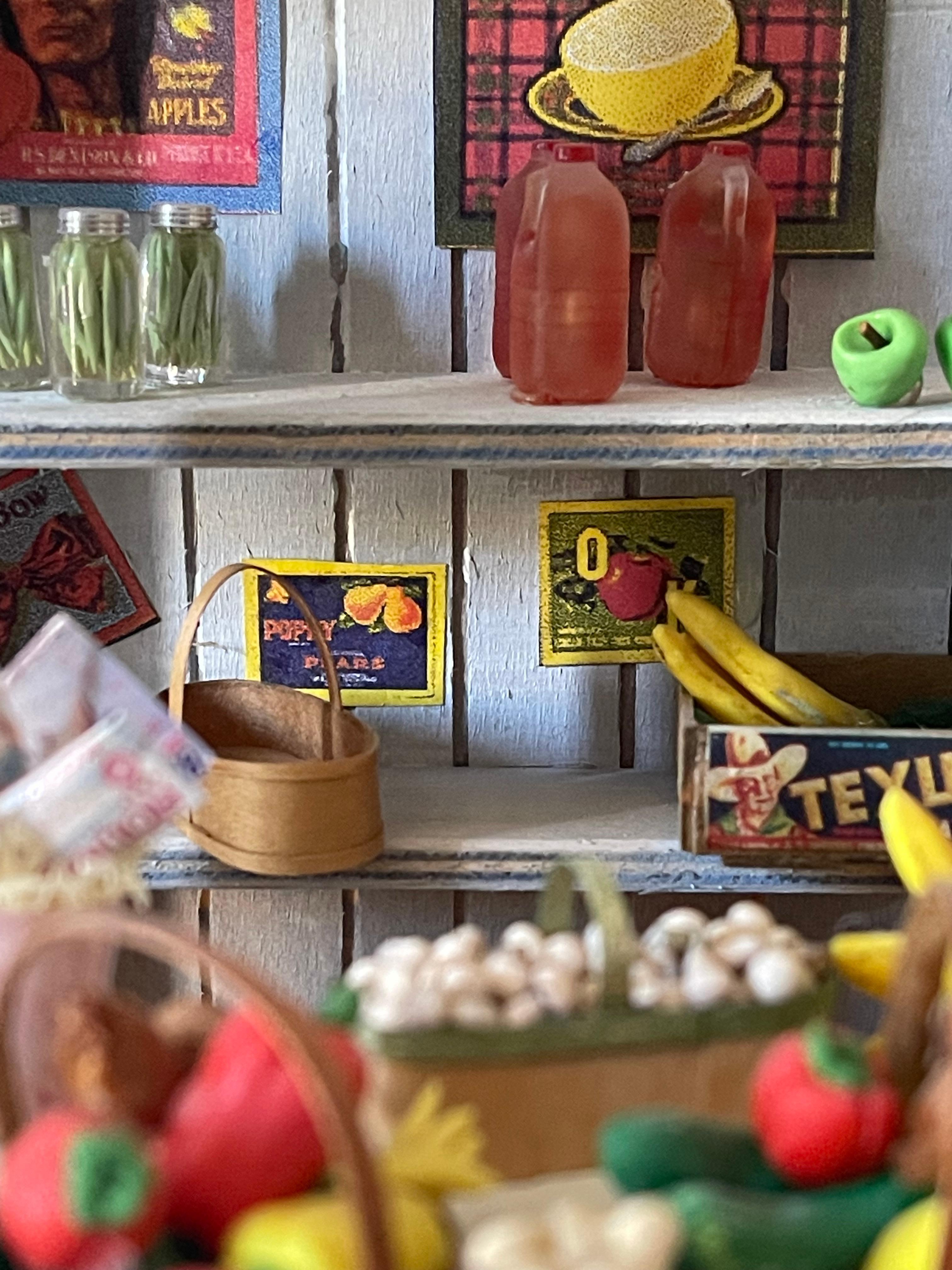 Juguetes Vintage en Miniatura Puesto Mercado de Frutas  Artesano  Hecho en venta 4
