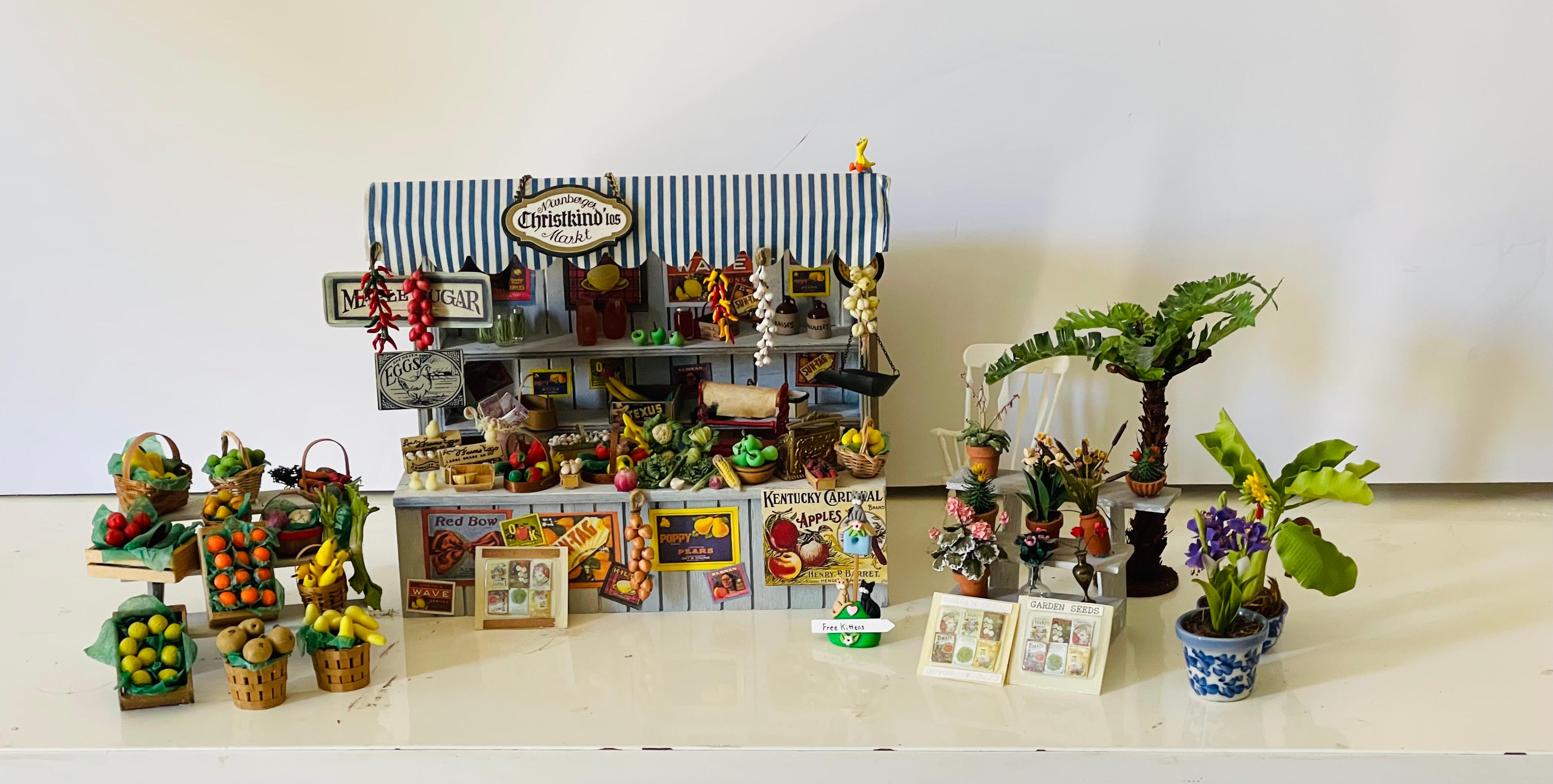 Juguetes Vintage en Miniatura Puesto Mercado de Frutas  Artesano  Hecho Estadounidense en venta