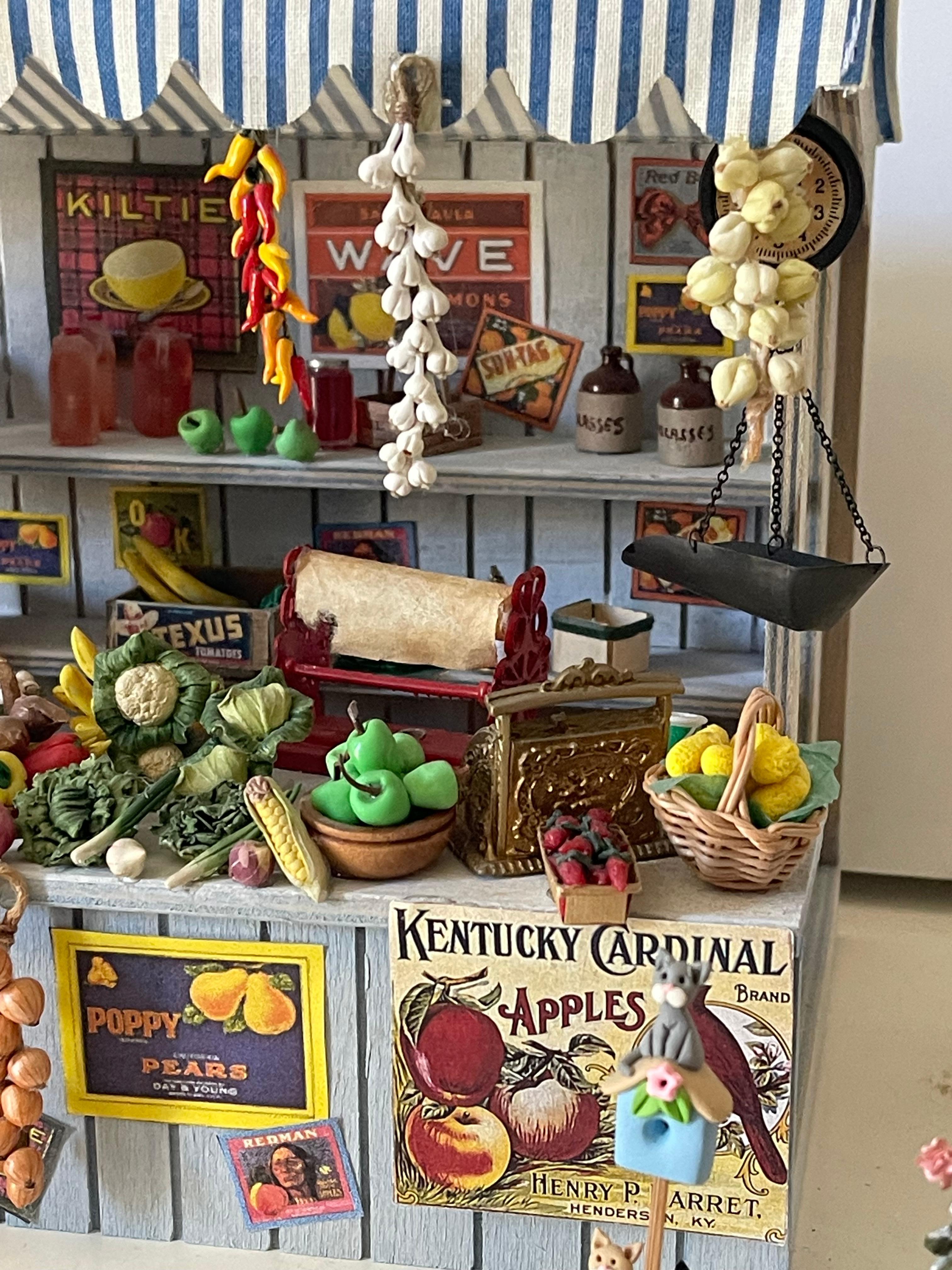 Juguetes Vintage en Miniatura Puesto Mercado de Frutas  Artesano  Hecho en venta 2