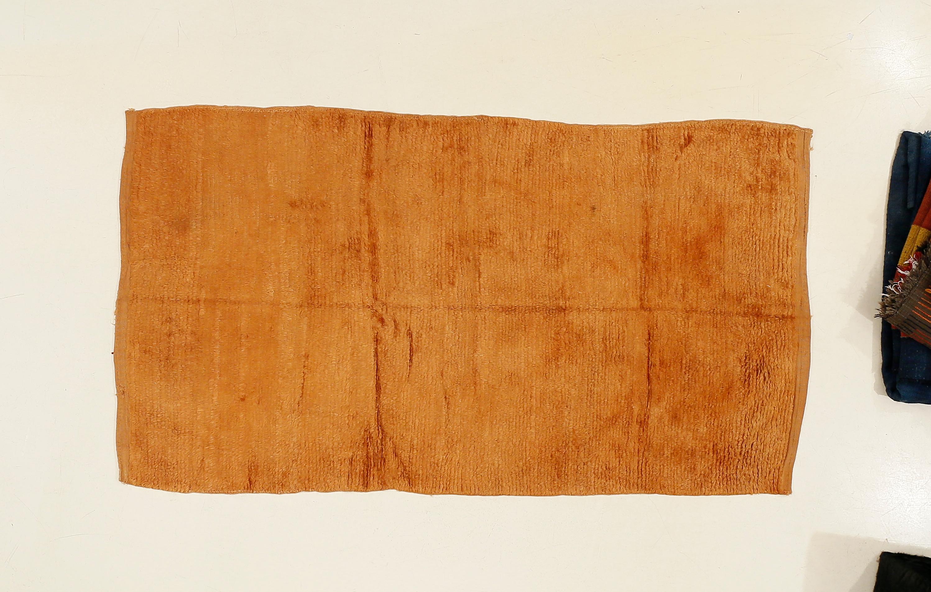 Hand-Knotted Vintage Minimalist Anatolian Copper Tulu Rug For Sale