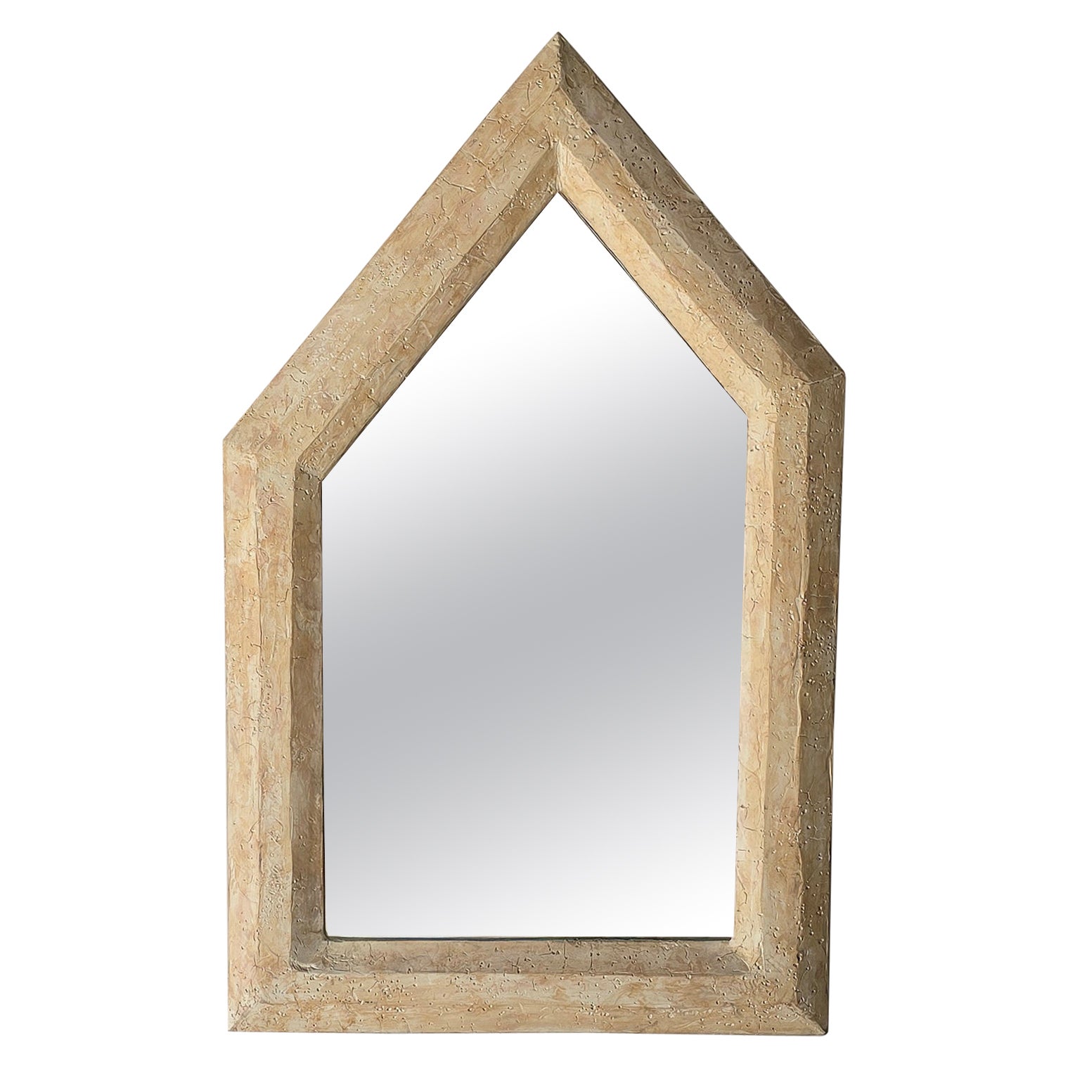 Vintage Minimalist Asymmetrical Cast Plaster Wall Mirror