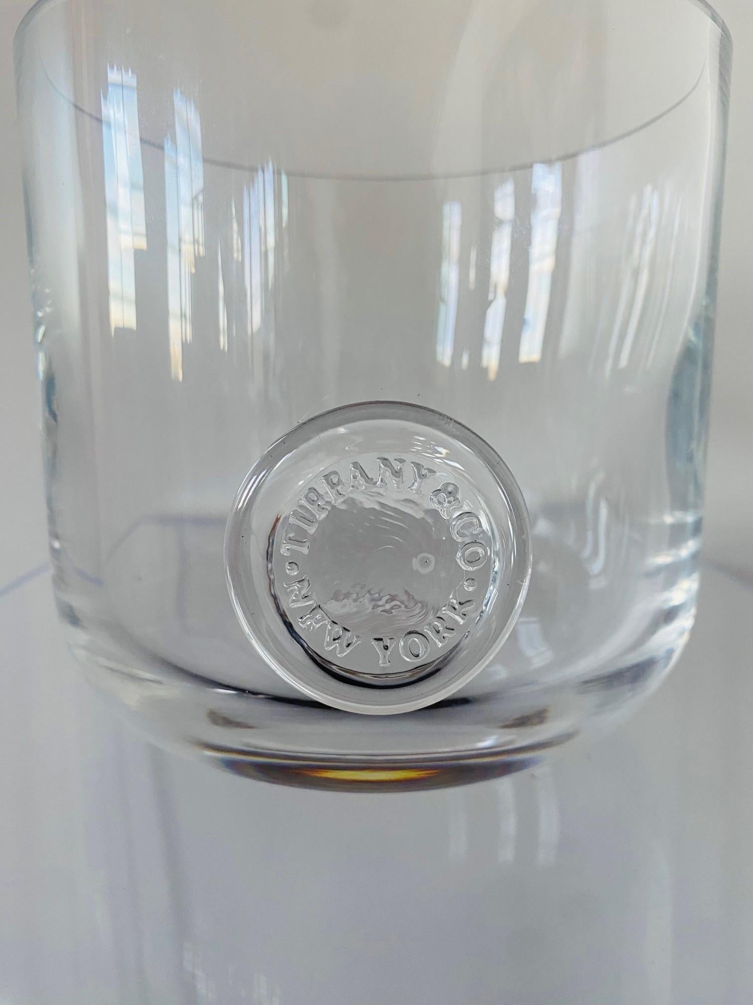 Vintage Minimalist Crystal Ice Bucket by Tiffany & Co In Good Condition In San Diego, CA