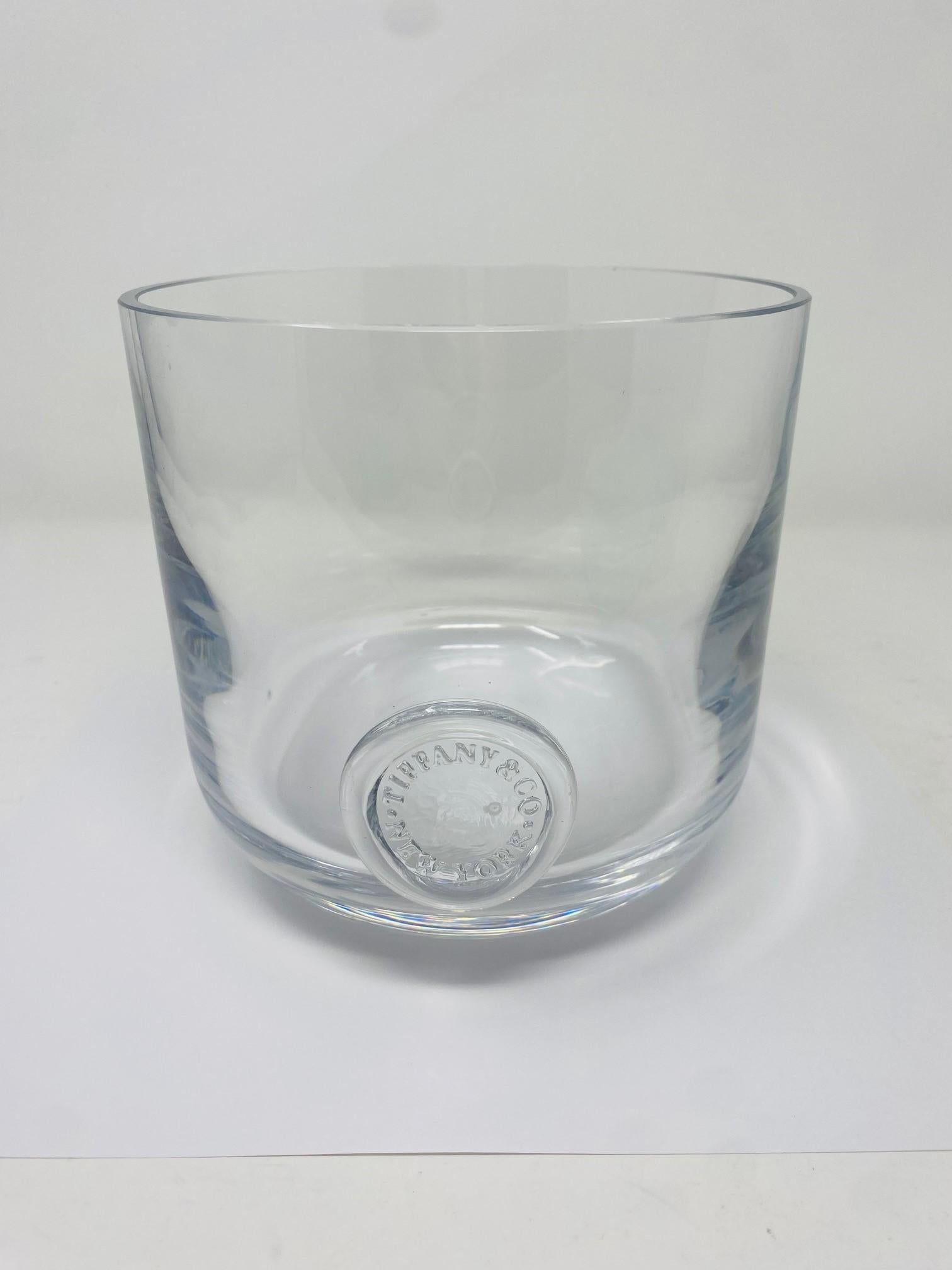 Vintage Minimalist Crystal Ice Bucket by Tiffany & Co 1