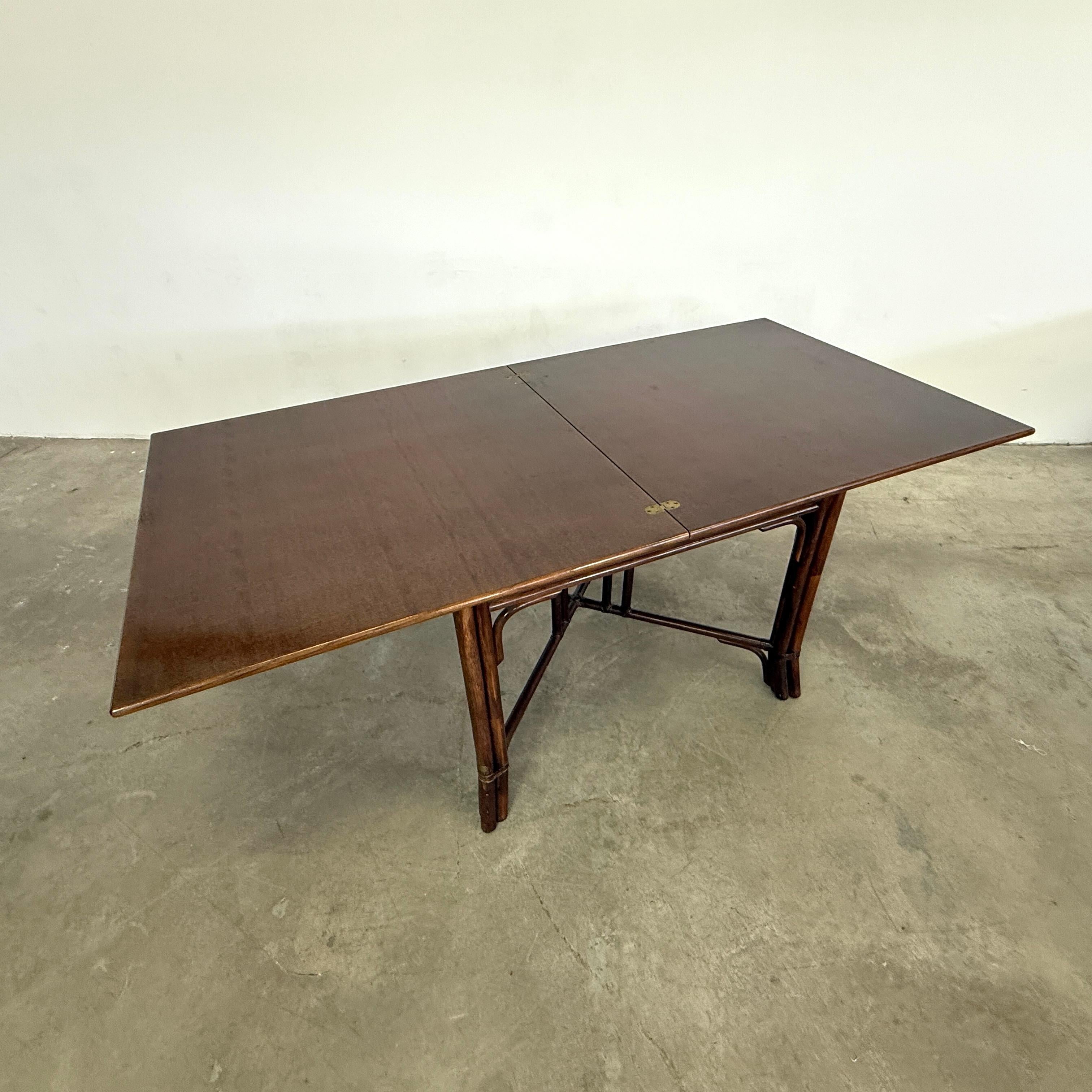 Unknown Vintage Minimalist Expandable Bamboo Dining Table For Sale