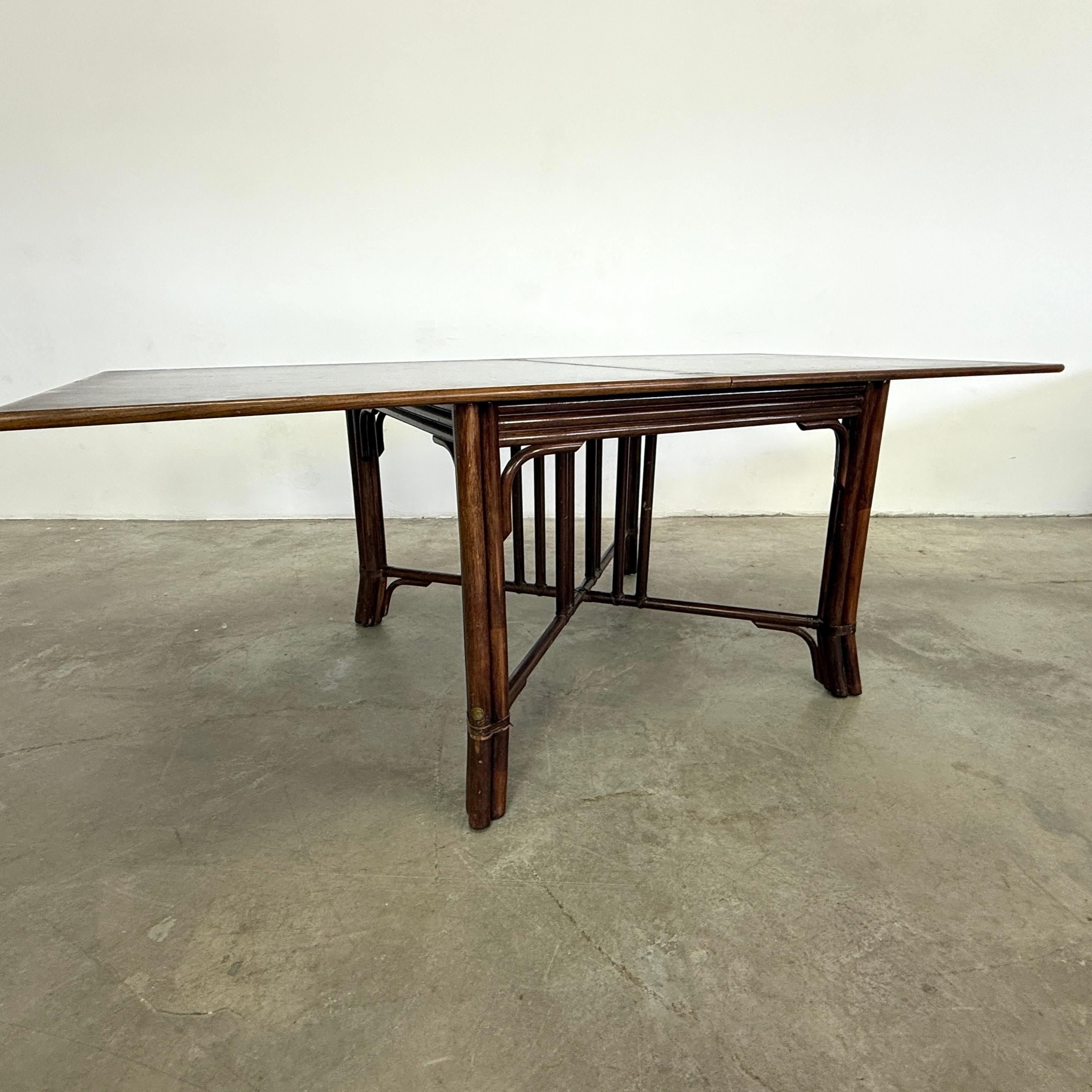 20th Century Vintage Minimalist Expandable Bamboo Dining Table For Sale