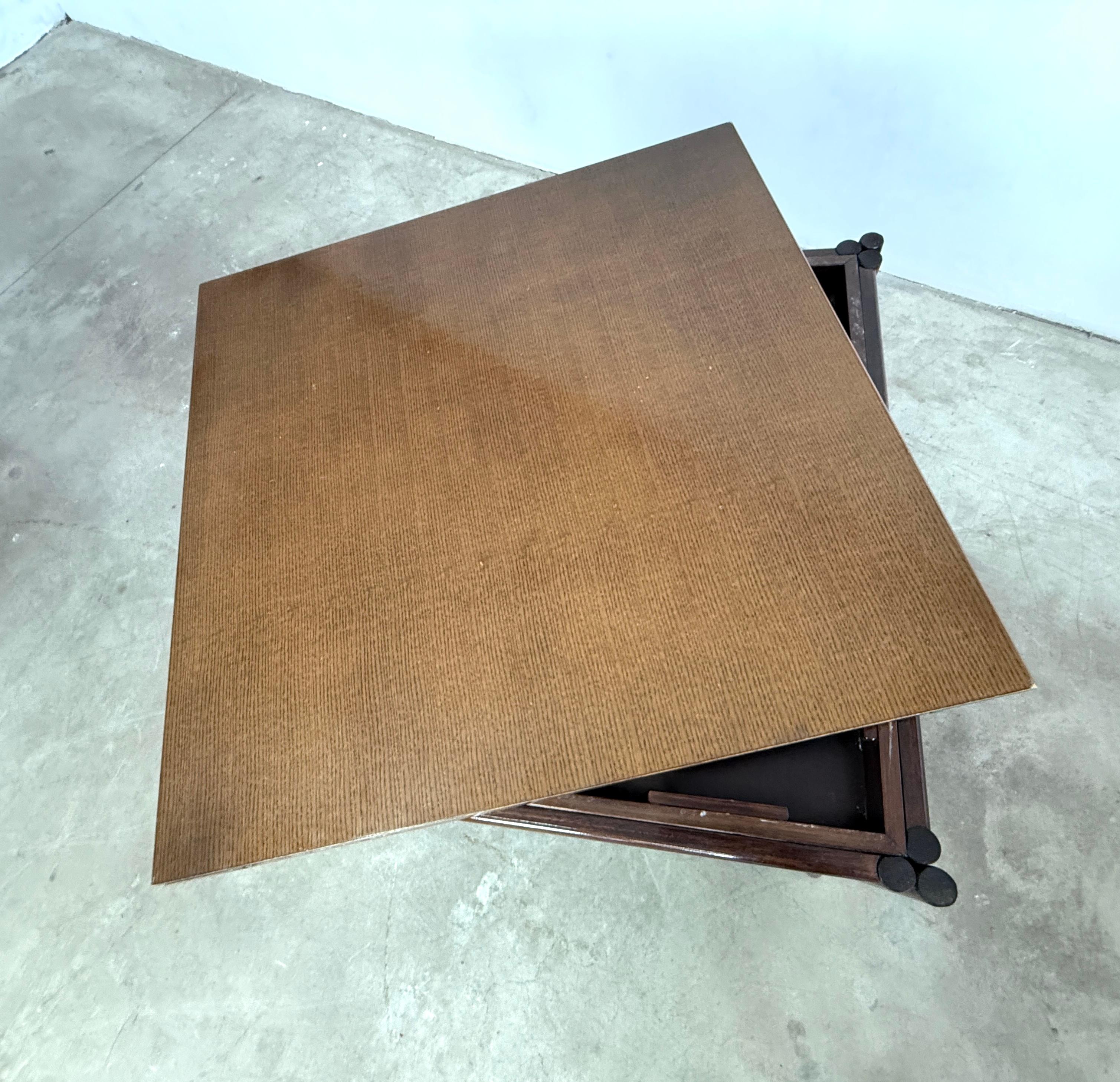 Vintage Minimalist Expandable Bamboo Dining Table For Sale 1