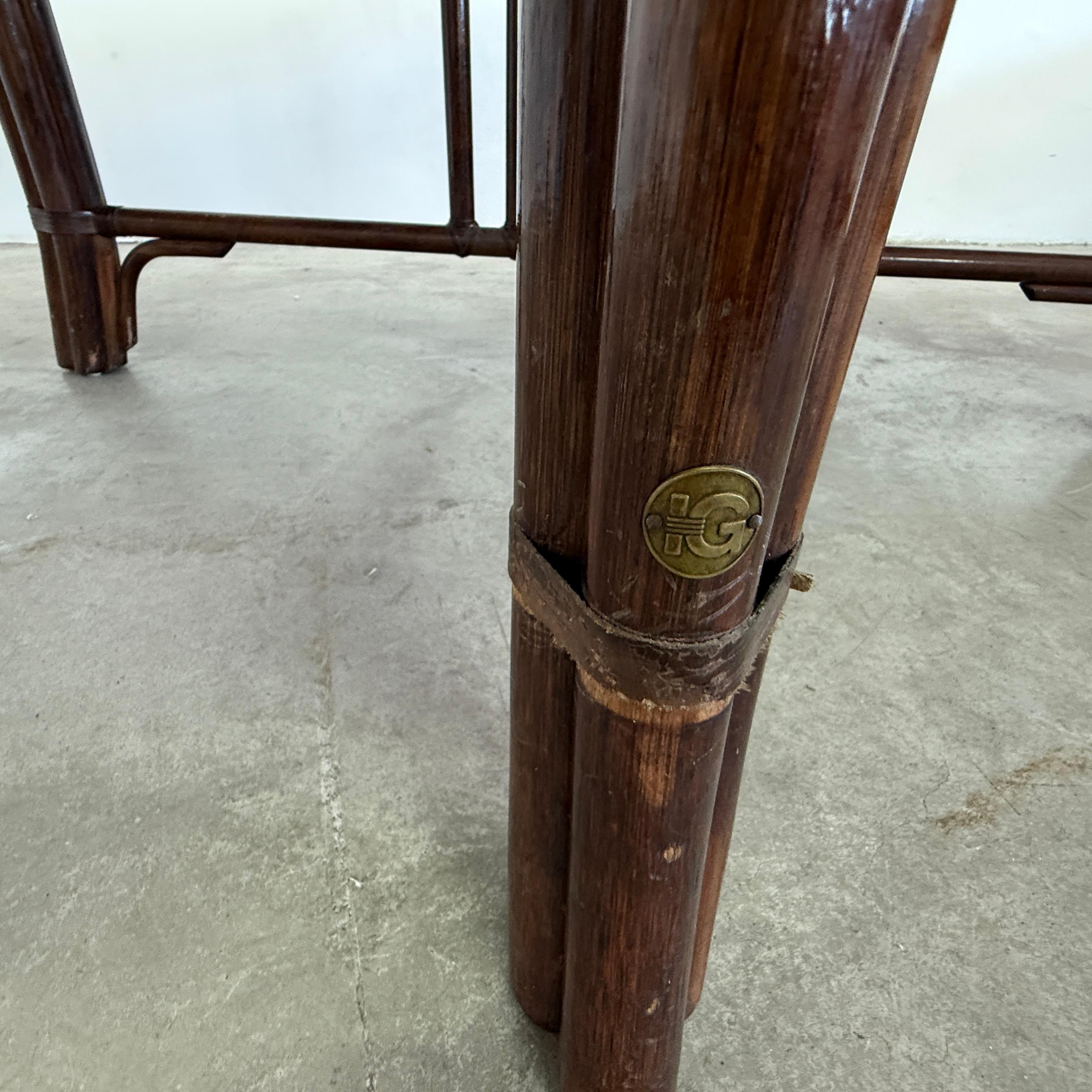 Vintage Minimalist Expandable Bamboo Dining Table For Sale 2