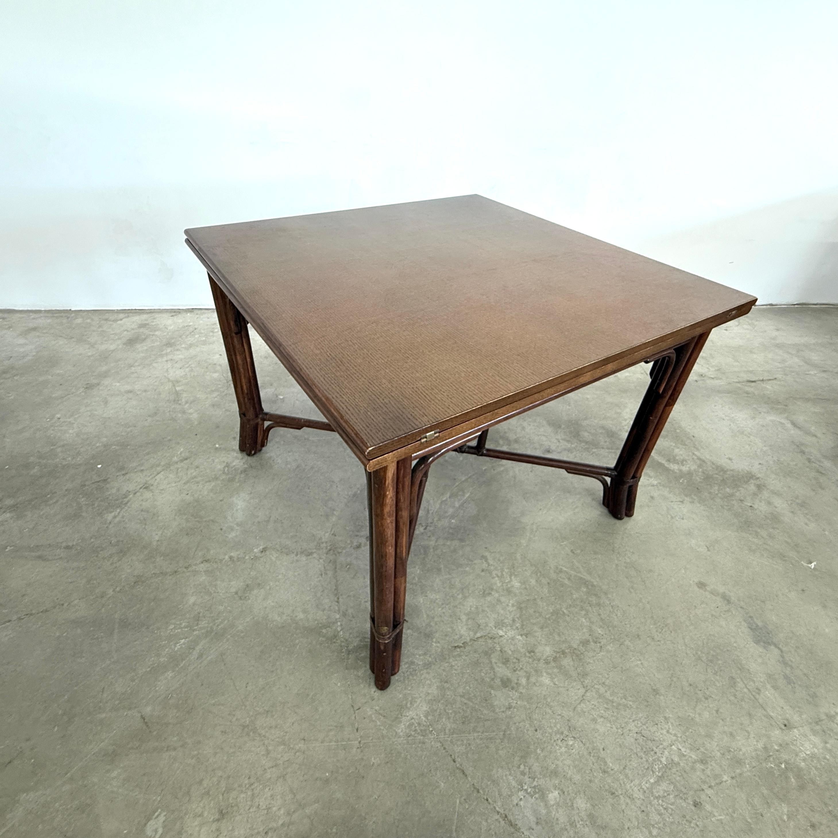 Vintage Minimalist Expandable Bamboo Dining Table For Sale 3
