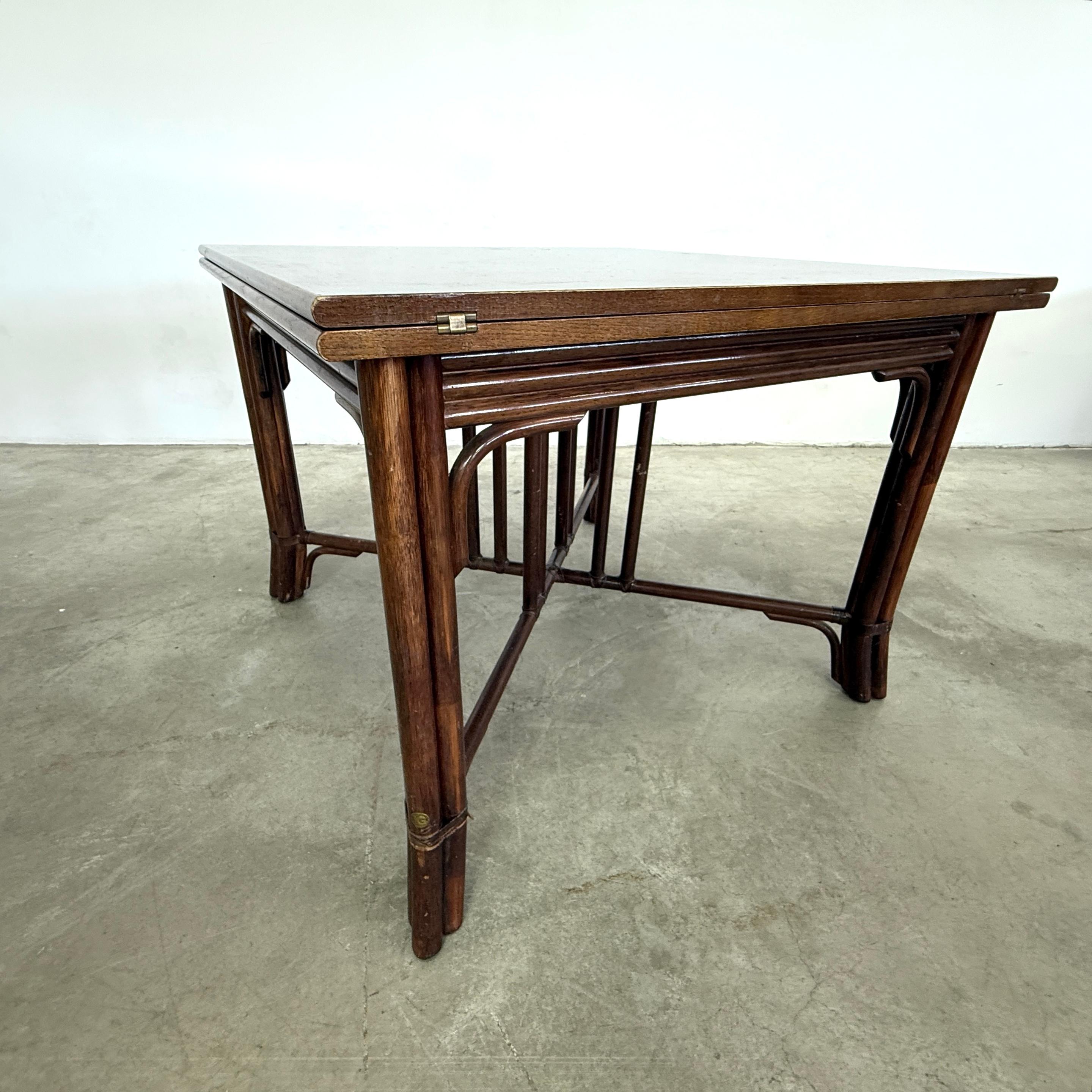 Vintage Minimalist Expandable Bamboo Dining Table For Sale 4