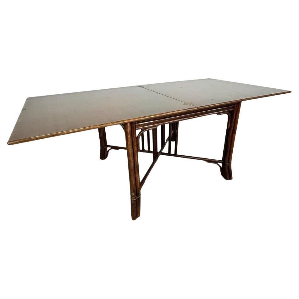 Vintage Minimalist Expandable Bamboo Dining Table For Sale