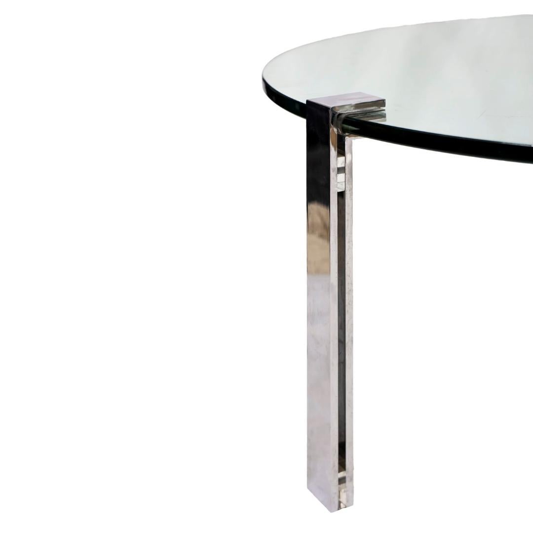 Mid-Century Modern Vintage Minimalist Glass and Chrome Coffee Table For Sale