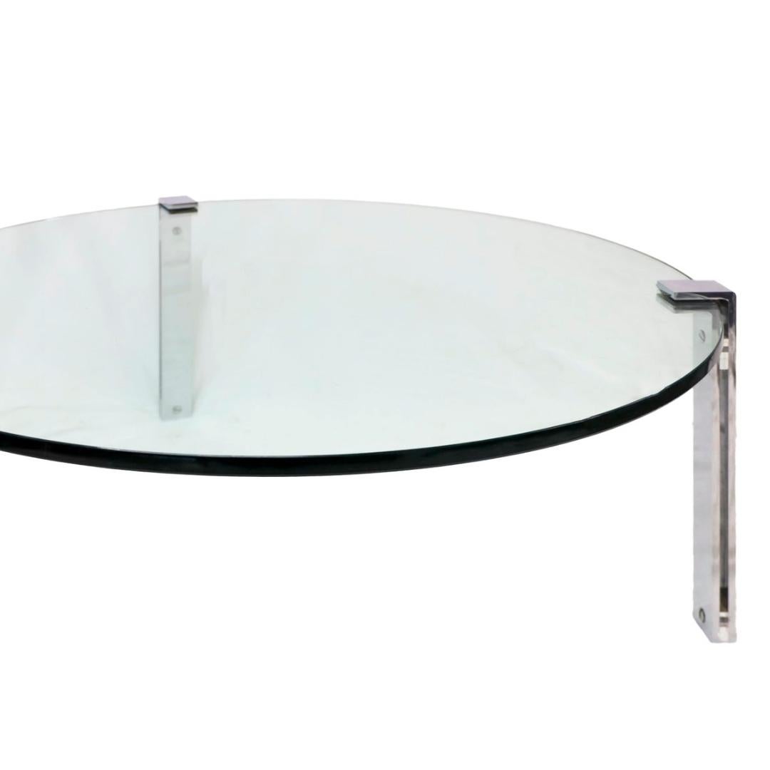 Vintage Minimalist Glass and Chrome Coffee Table In Good Condition For Sale In Pittsburgh, PA