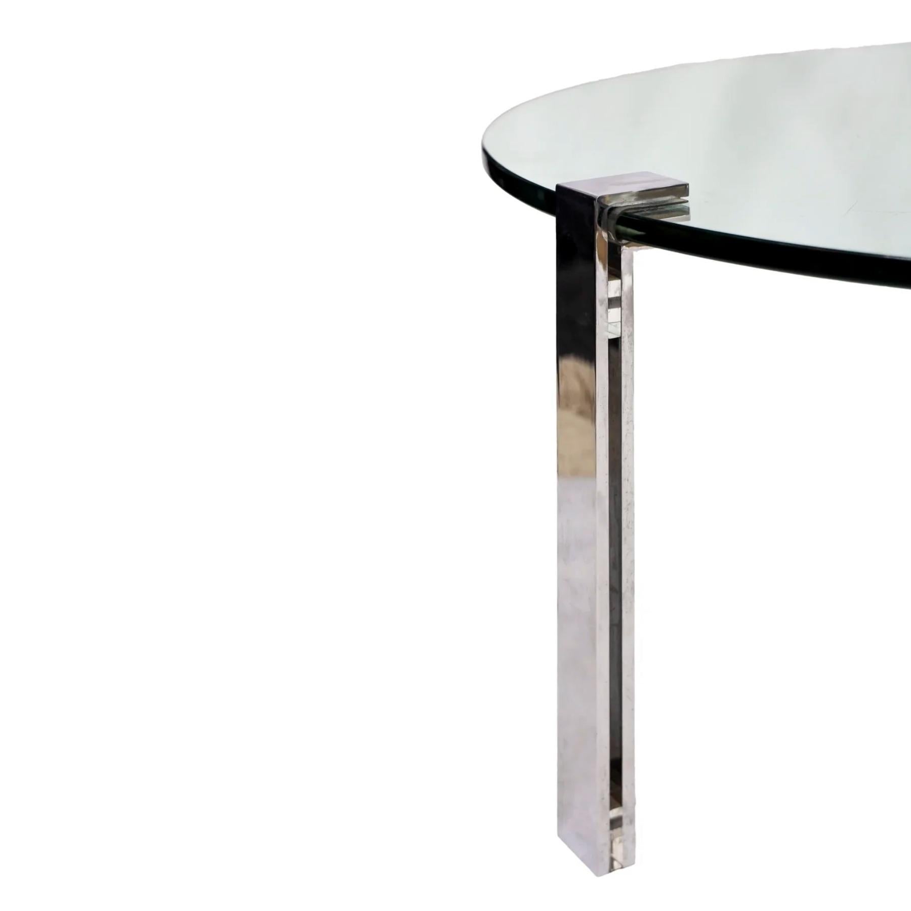 Modern Vintage Minimalist Glass and Metal Coffee Table For Sale