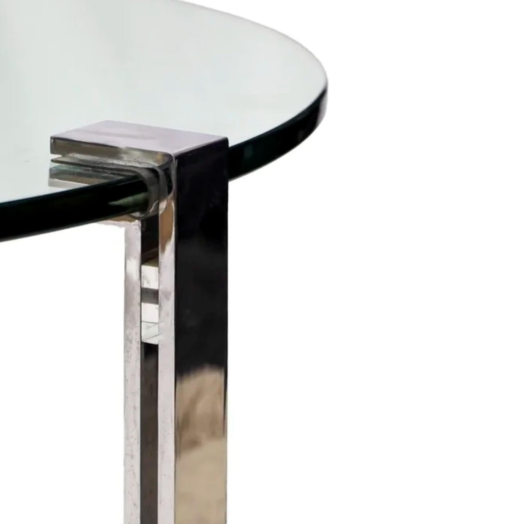 Vintage Minimalist Glass and Metal Coffee Table In Good Condition For Sale In Pittsburgh, PA