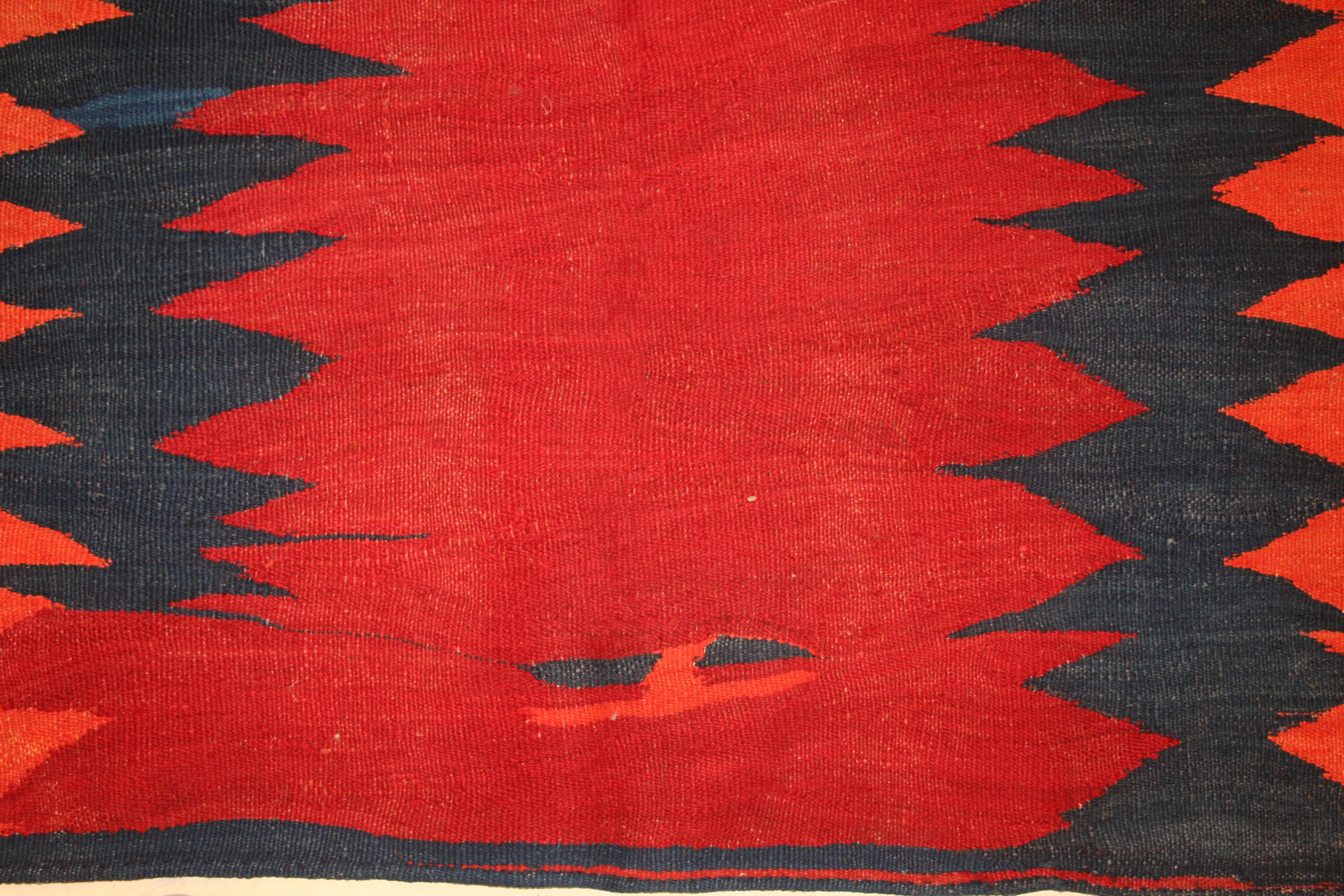 Hand-Woven Vintage Minimalist Graphic Tribal Kilim Rug