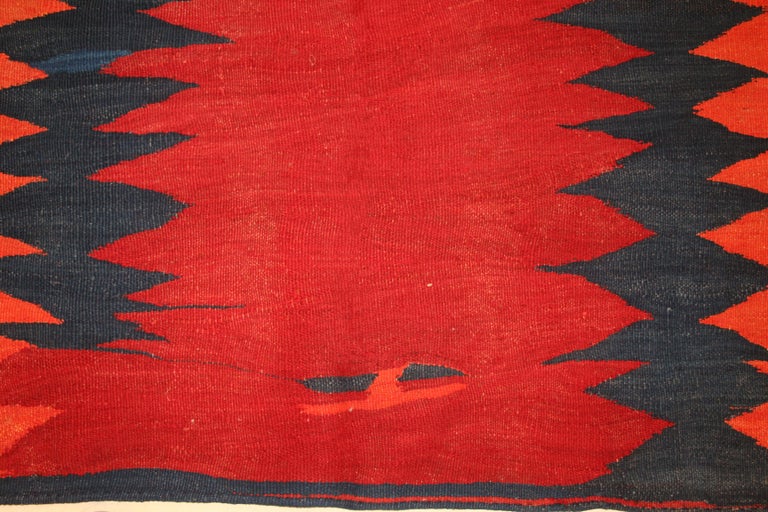 Vintage Minimalist Graphic Tribal Kilim Rug at 1stDibs