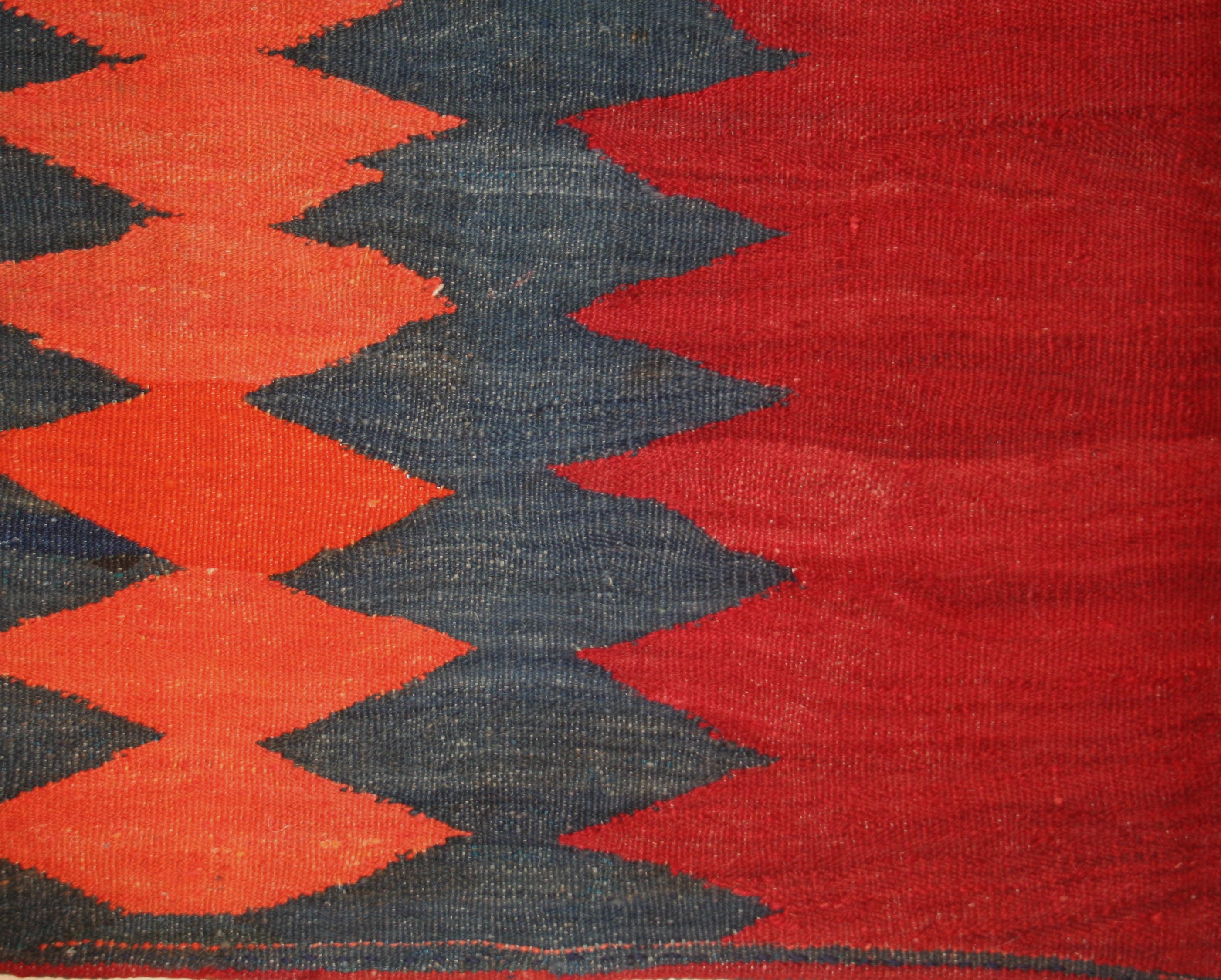 Mid-20th Century Vintage Minimalist Graphic Tribal Kilim Rug