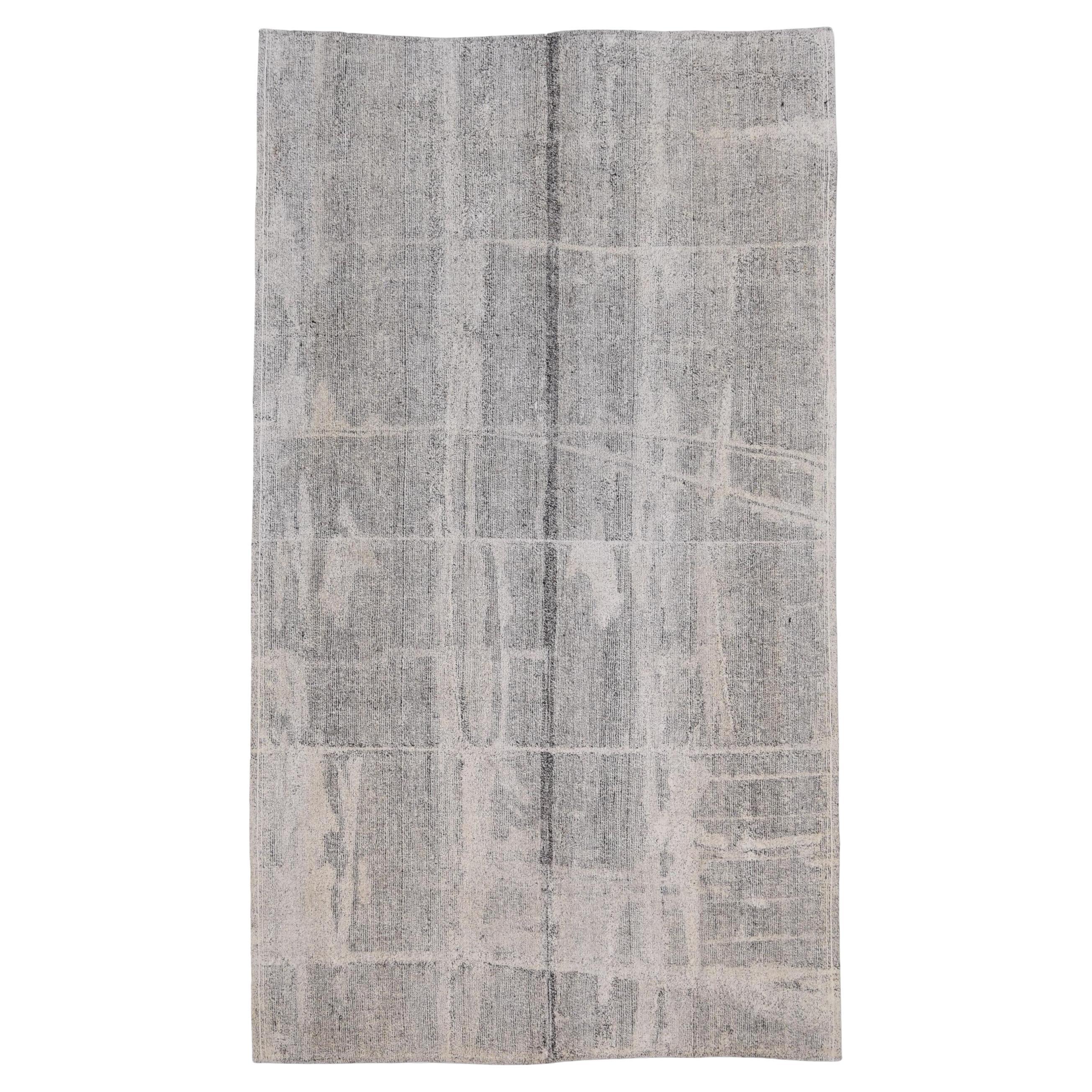 Minimalistischer grauer abstrakter Vintage-Kelim im Vintage-Stil, 6'3''x11'2''