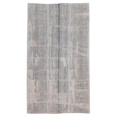 Vintage Minimalist Gray Abstract Designed Kilim 6'3''x11'2''