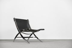 Vintage Minimalist Italian Leather Chair, 1980s