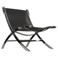 Vintage Minimalist Italian Leather Chair, 1980s
