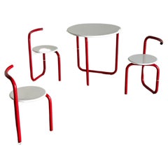 Retro Minimalist Pop Art Garden Seating Set, Folding Chairs and Table, 1970s