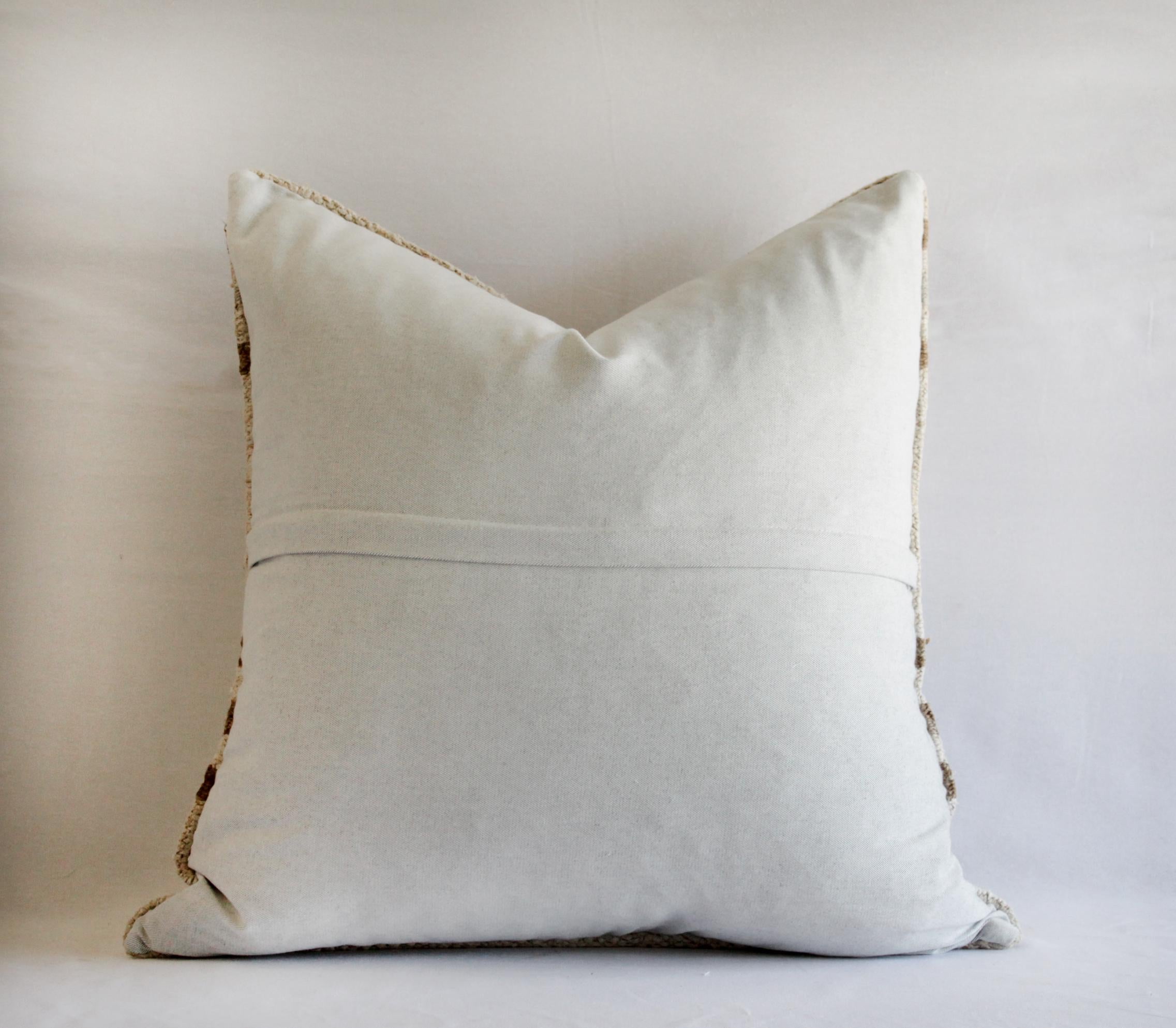 Vintage Minimalist Style Hemp Pillow grain sack style pillow cover. patches